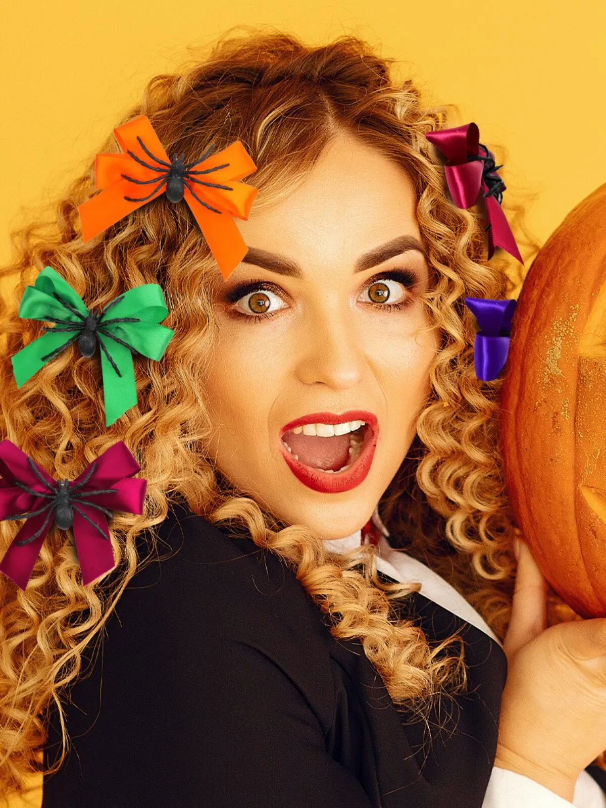 Halloween 1pc Spider Bow Hair Clip Accessory For Cosplay Cute Quirky Side Clip Unique Bangs Clip, 2 of 2