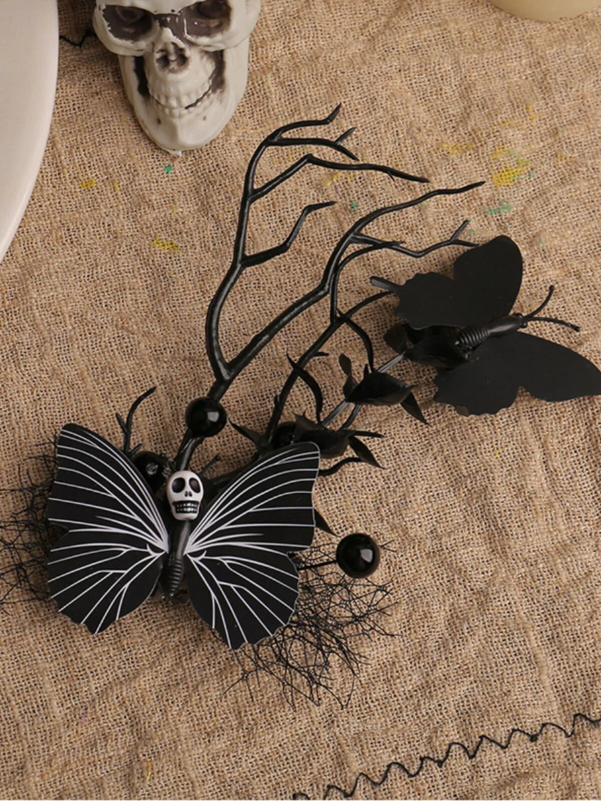 Halloween 1pc Butterfly Dry Branch Side Decoration Mesh Claw Party Costume Hair Clip , 3 of 3
