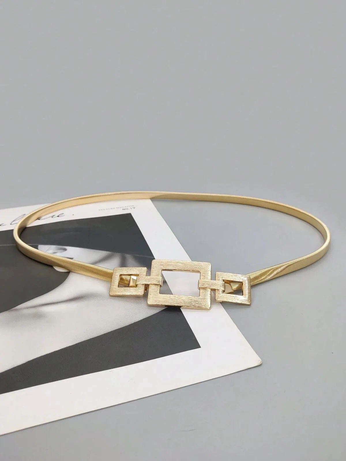 Elegant Style 1pc Rectangular Buckle Alloy Waist Chain, 1 of 5