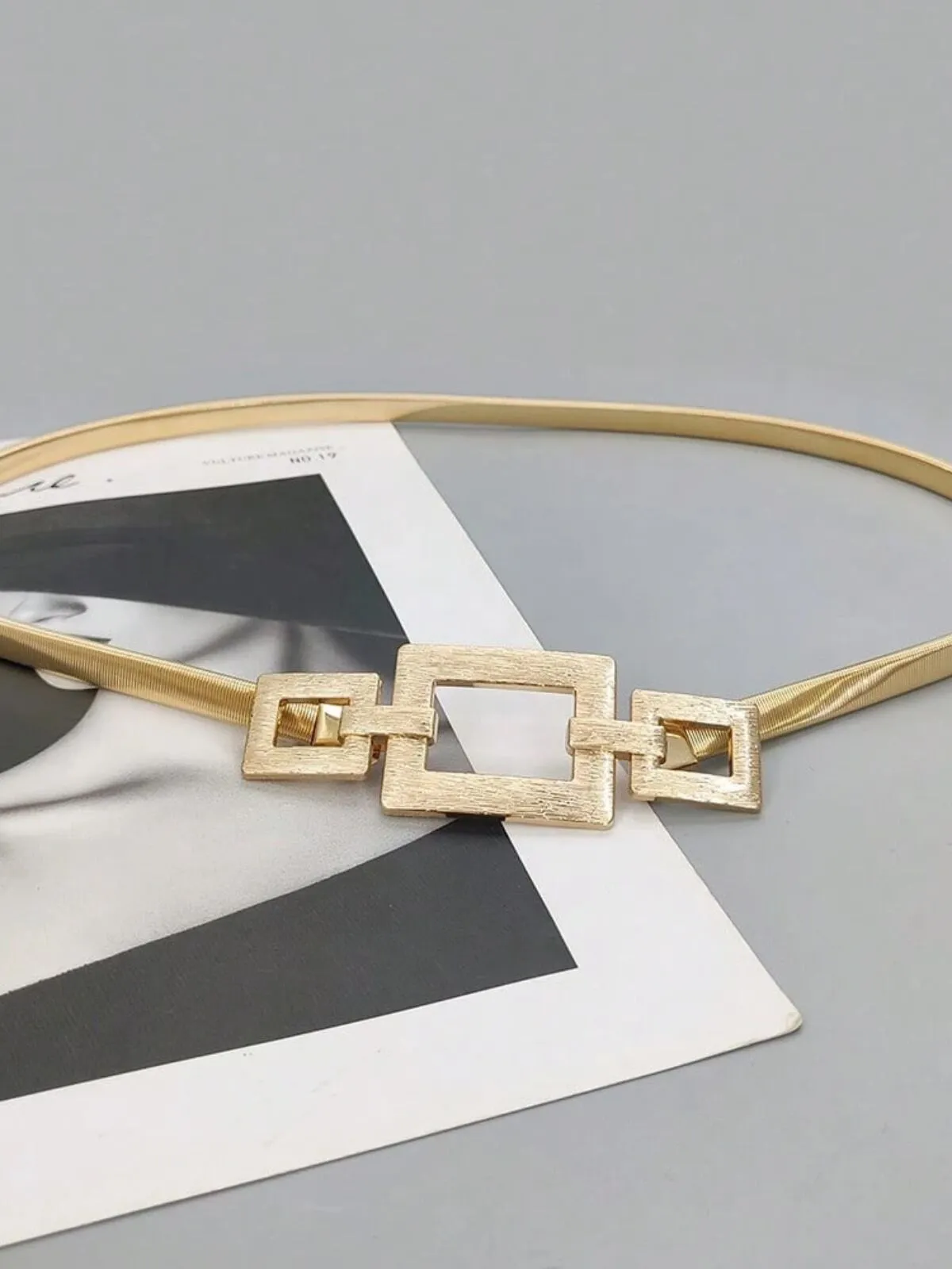 Elegant Style 1pc Rectangular Buckle Alloy Waist Chain, 2 of 5