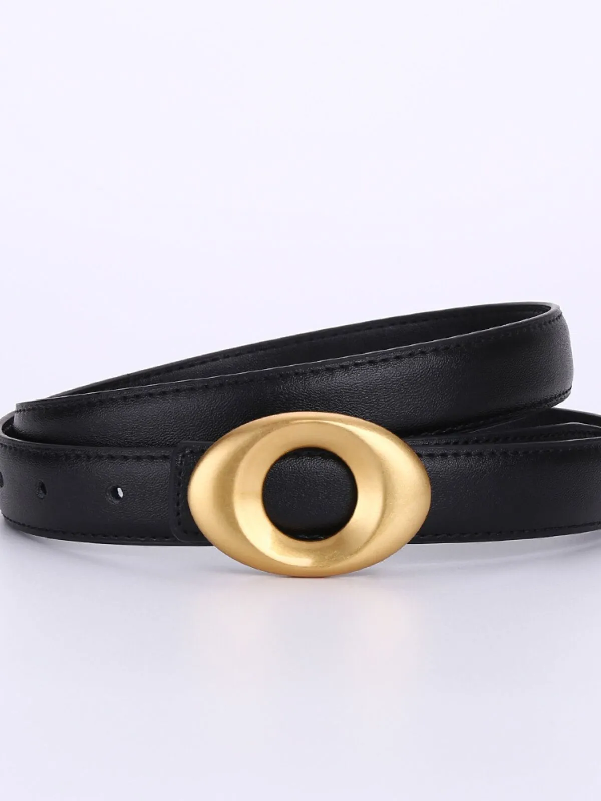 1PC Basic Oval Buckle Casual Leather Belt, 2 of 2