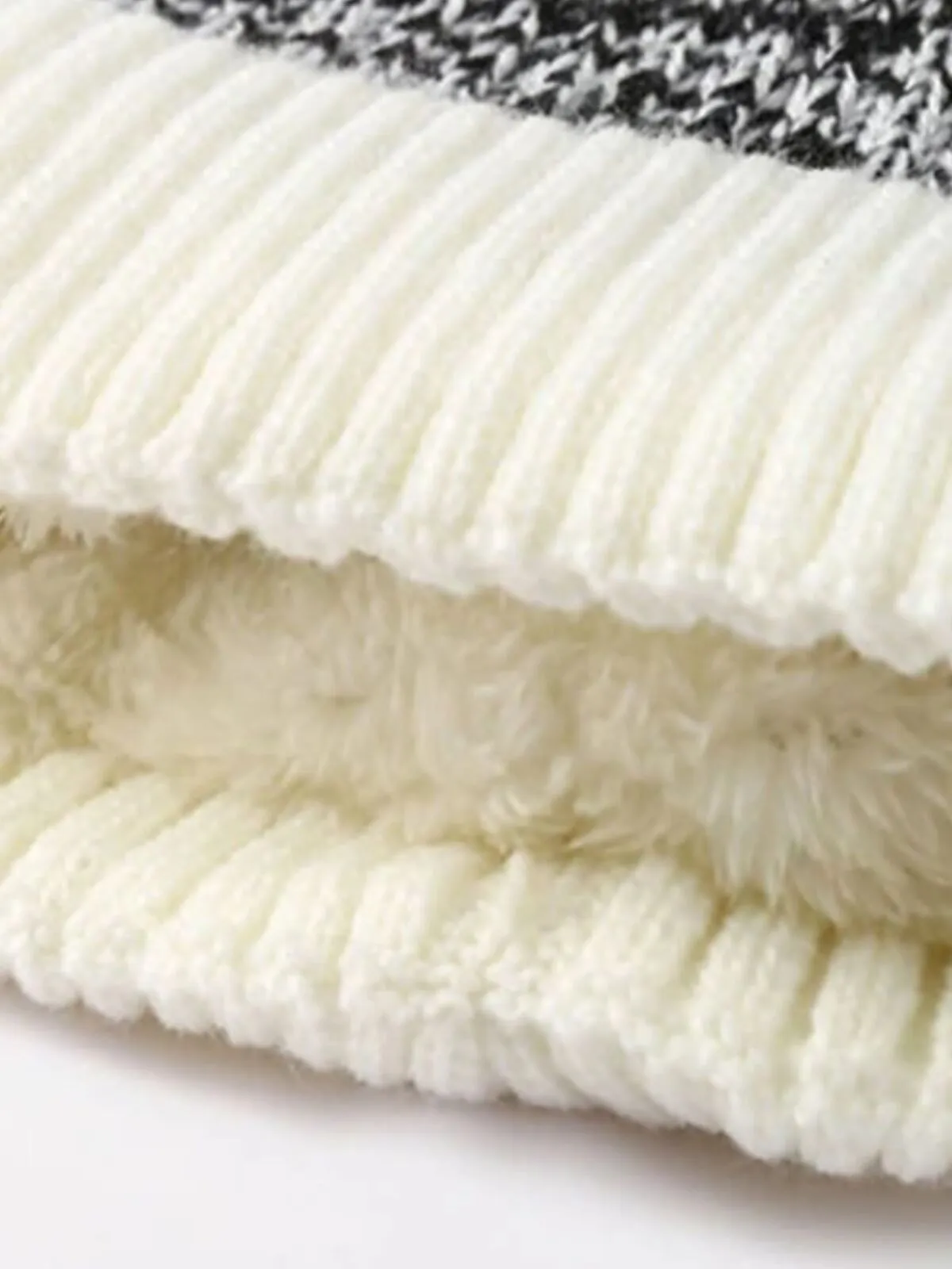 New Unisex Two-Tone Winter Hats Add Fur Lined Men And Women Fashion Warm Beanie Cap Casual Winter Knitted Hats, 2 of 2