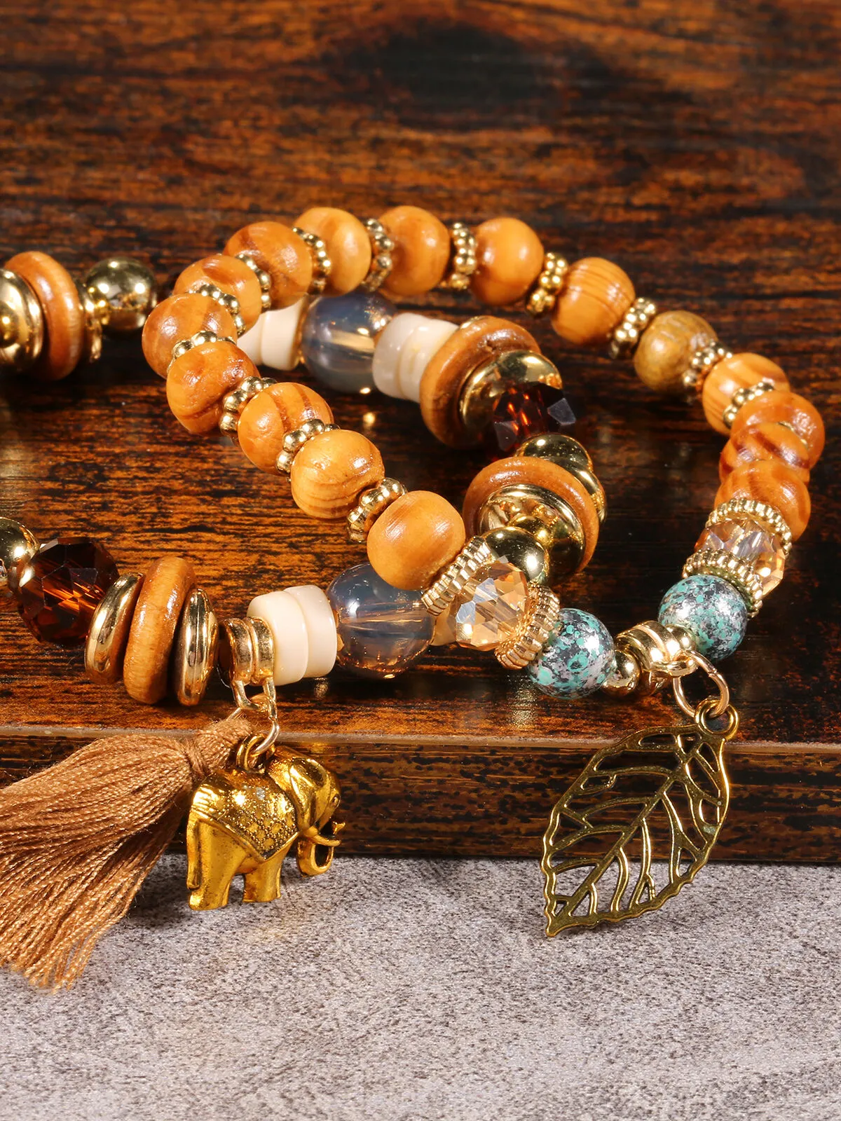 Bohemian Style 4pcs Solid Beading Alloy Bracelets, 2 of 5