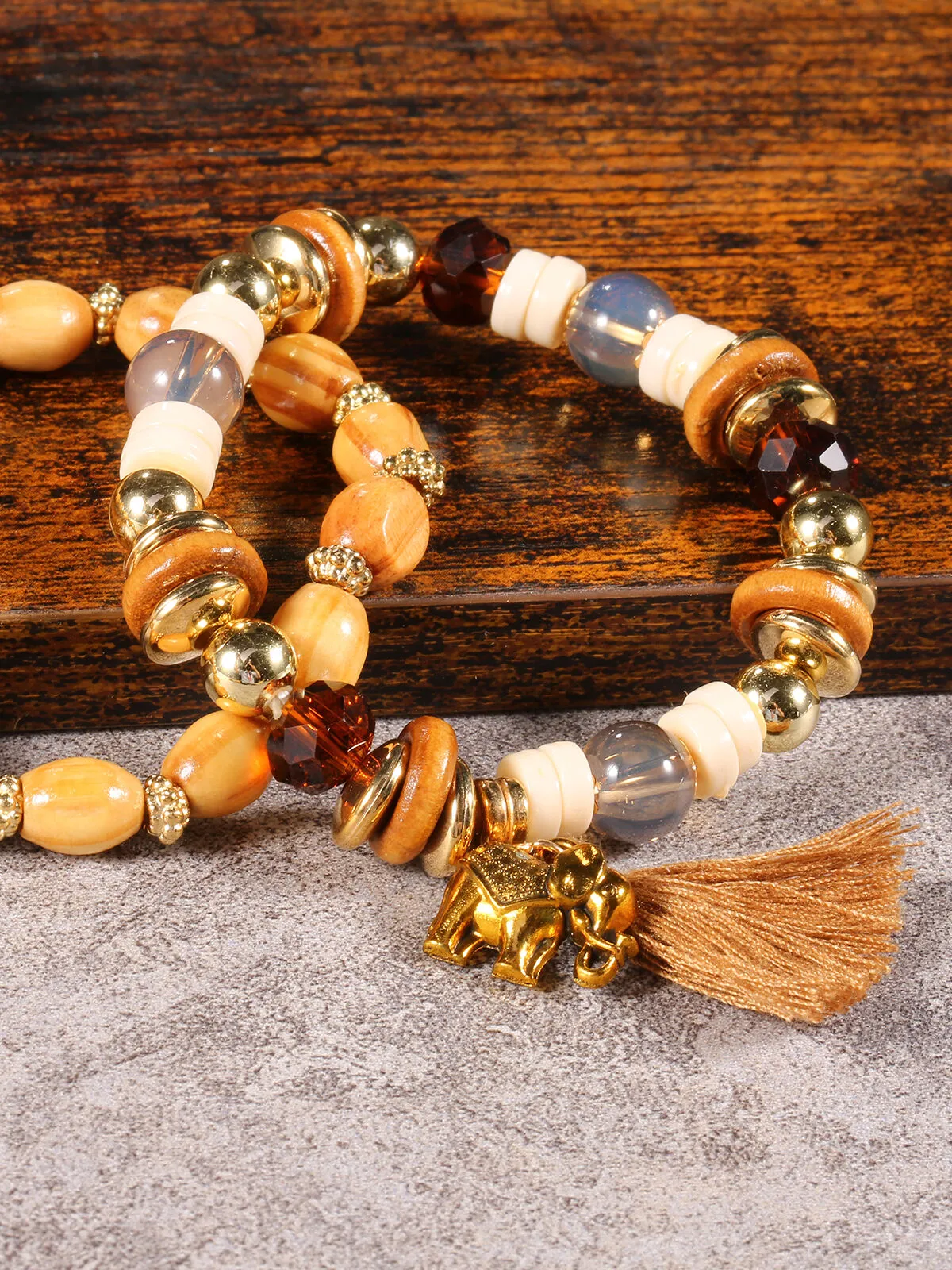 Bohemian Style 4pcs Solid Beading Alloy Bracelets, 4 of 5