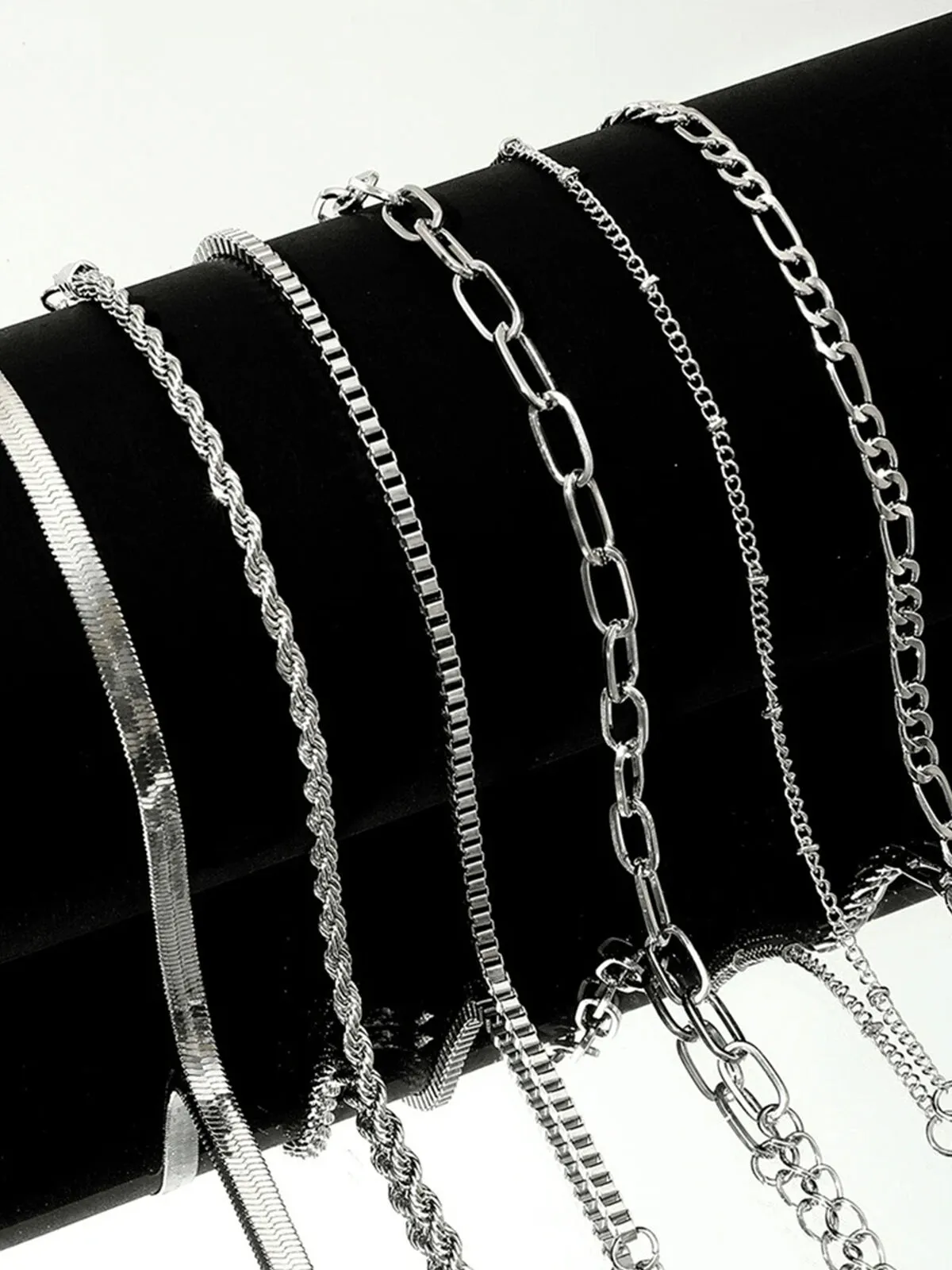 Casual Style 5pcs Solid Metal Button Alloy Bracelets, 3 of 6