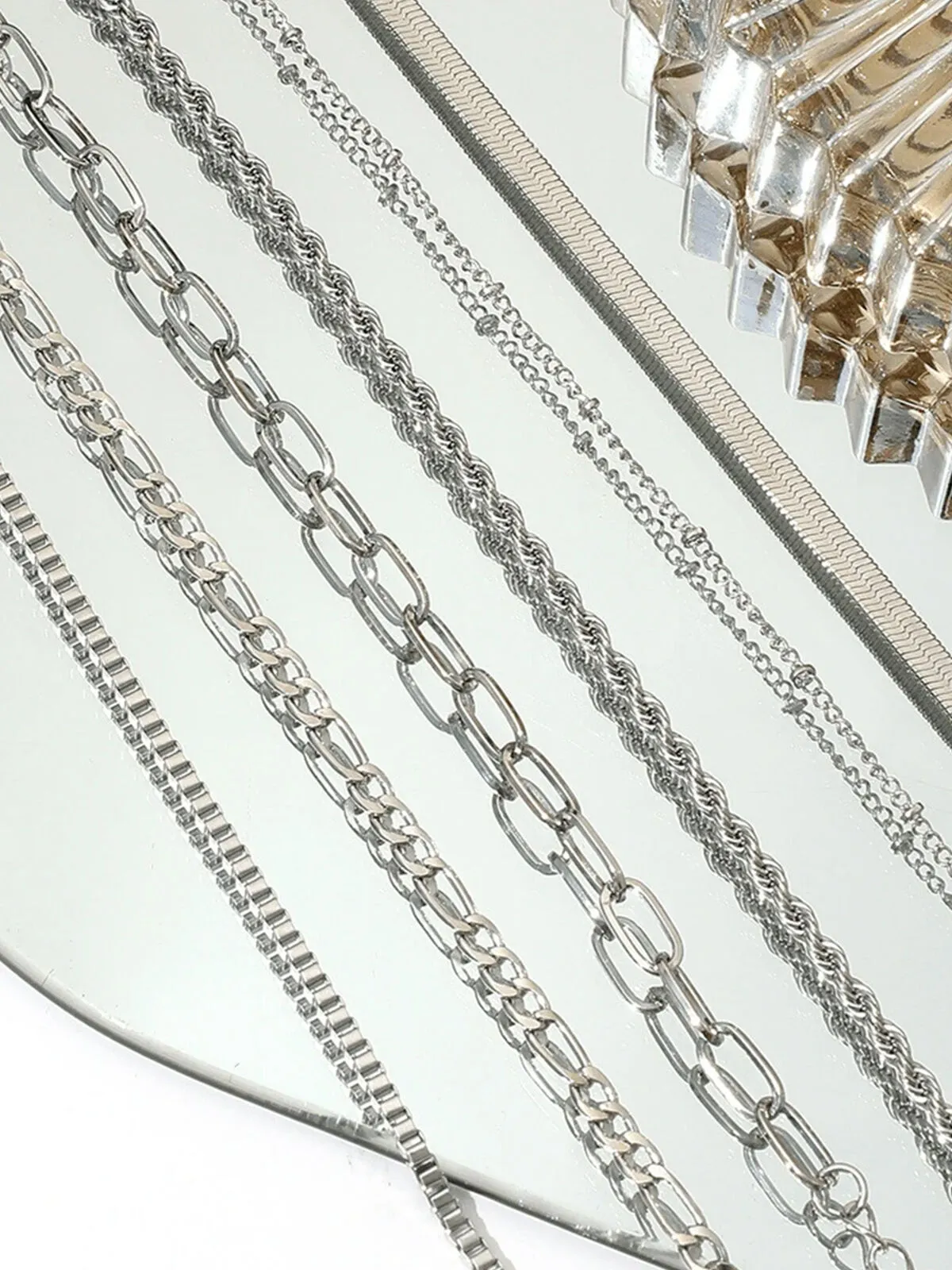 Casual Style 5pcs Solid Metal Button Alloy Bracelets, 4 of 6