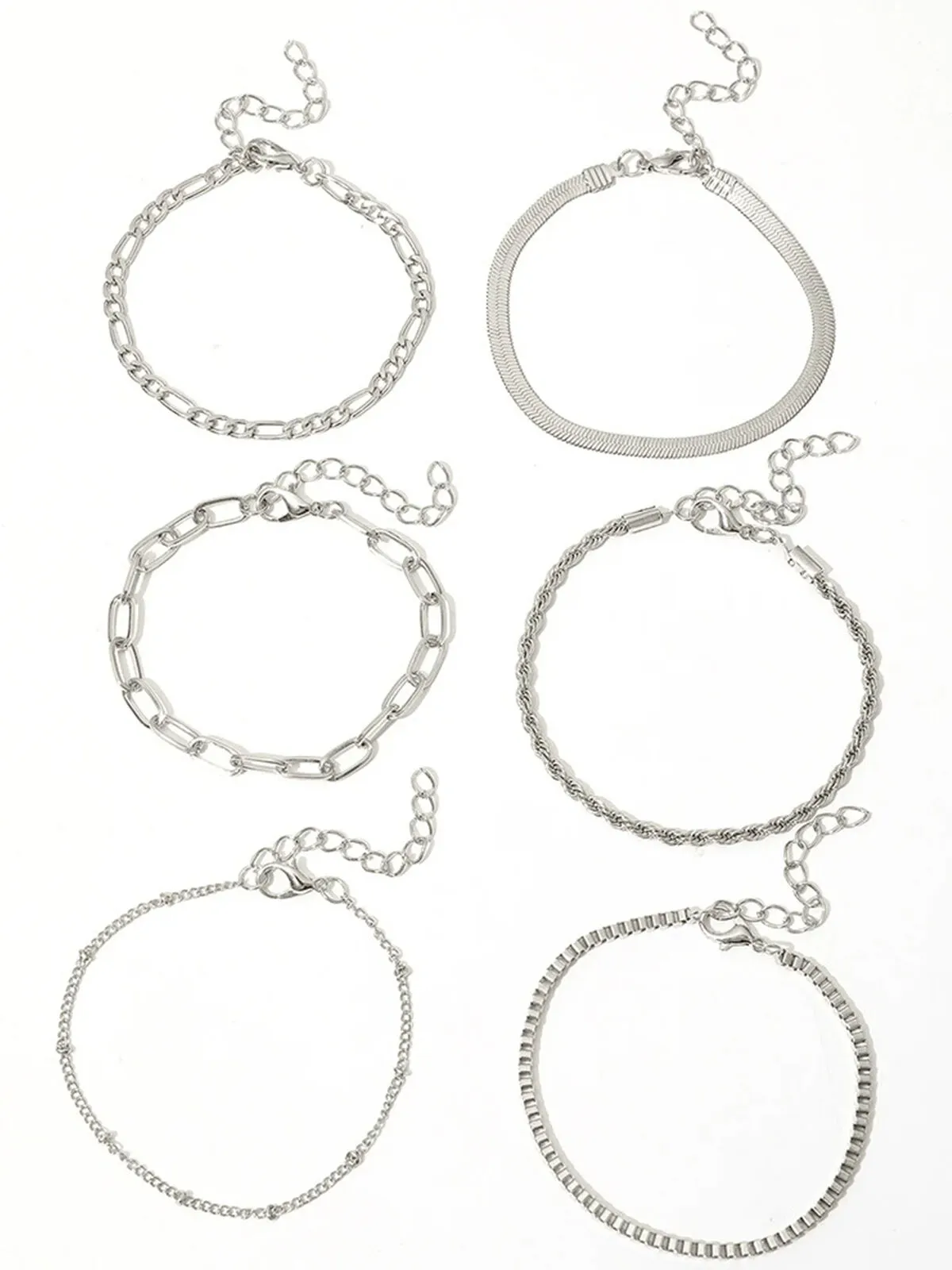 Casual Style 5pcs Solid Metal Button Alloy Bracelets, 5 of 6