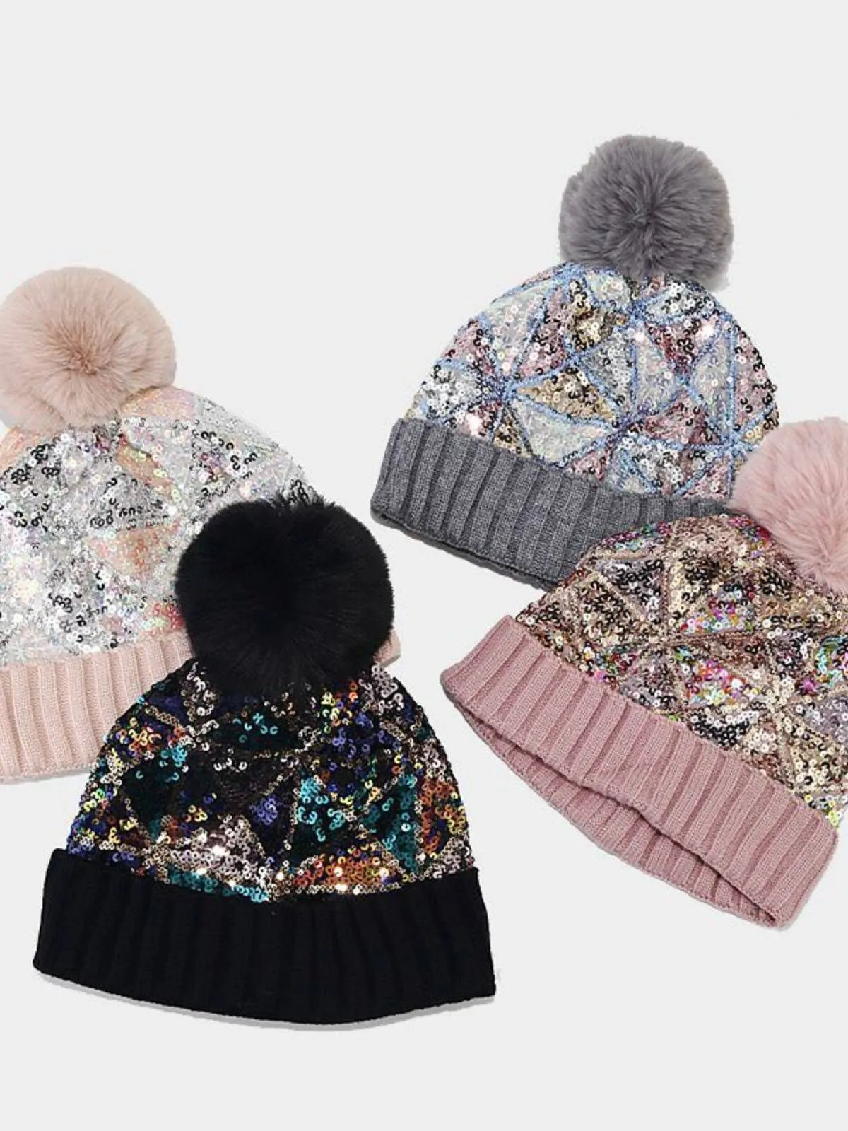 Casual Style 1pc Sequins Fabric Beanie Hat, 3 of 3
