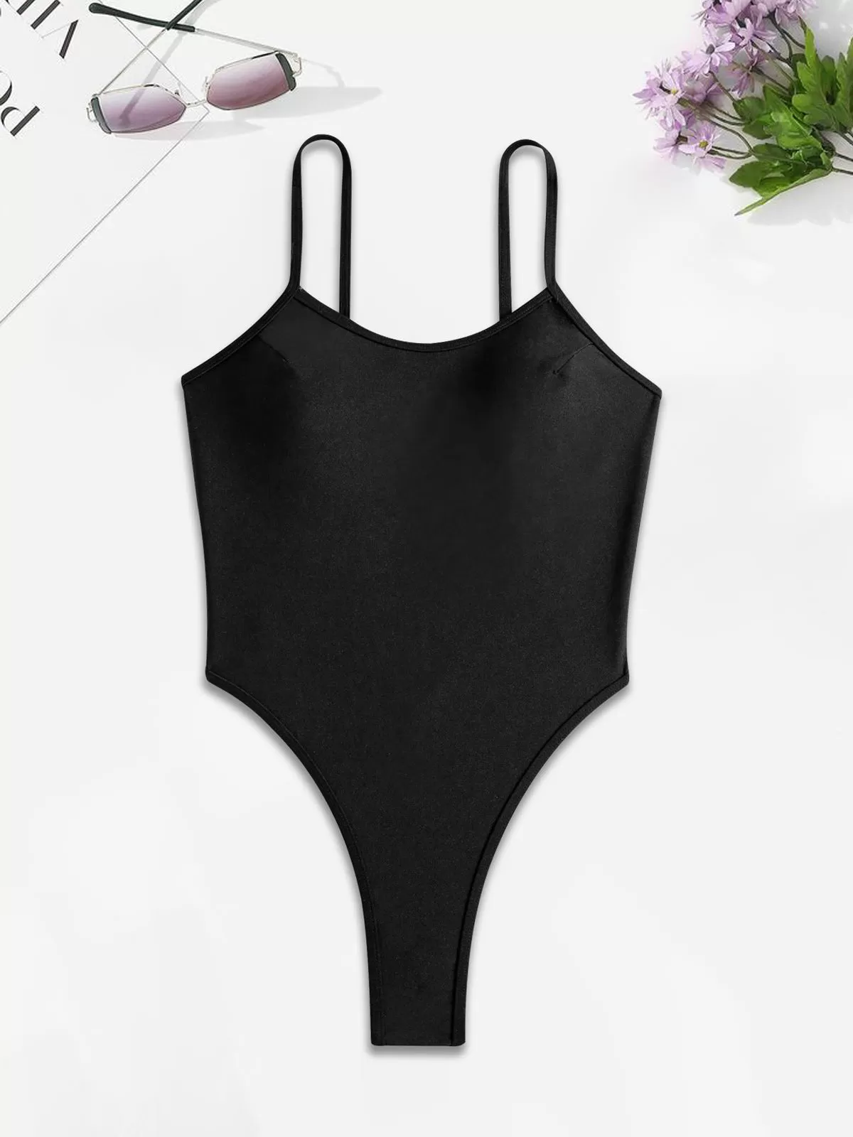 Solid Ring High Rise Spaghetti Strap One-piece, 3 of 4