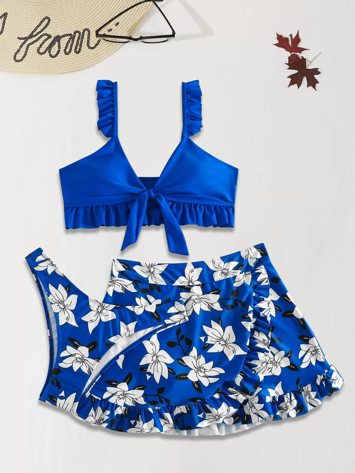 Floral Ruffles High Rise Bikini Sets, 3 of 4