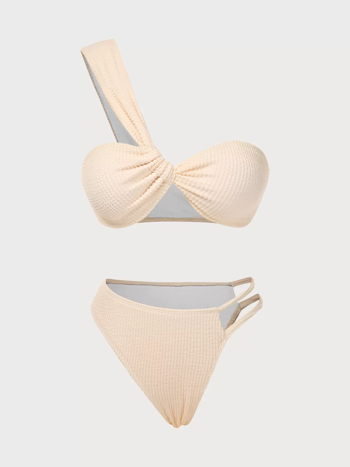 Solid Cut Out High Rise Bikini Sets, 5 of 10