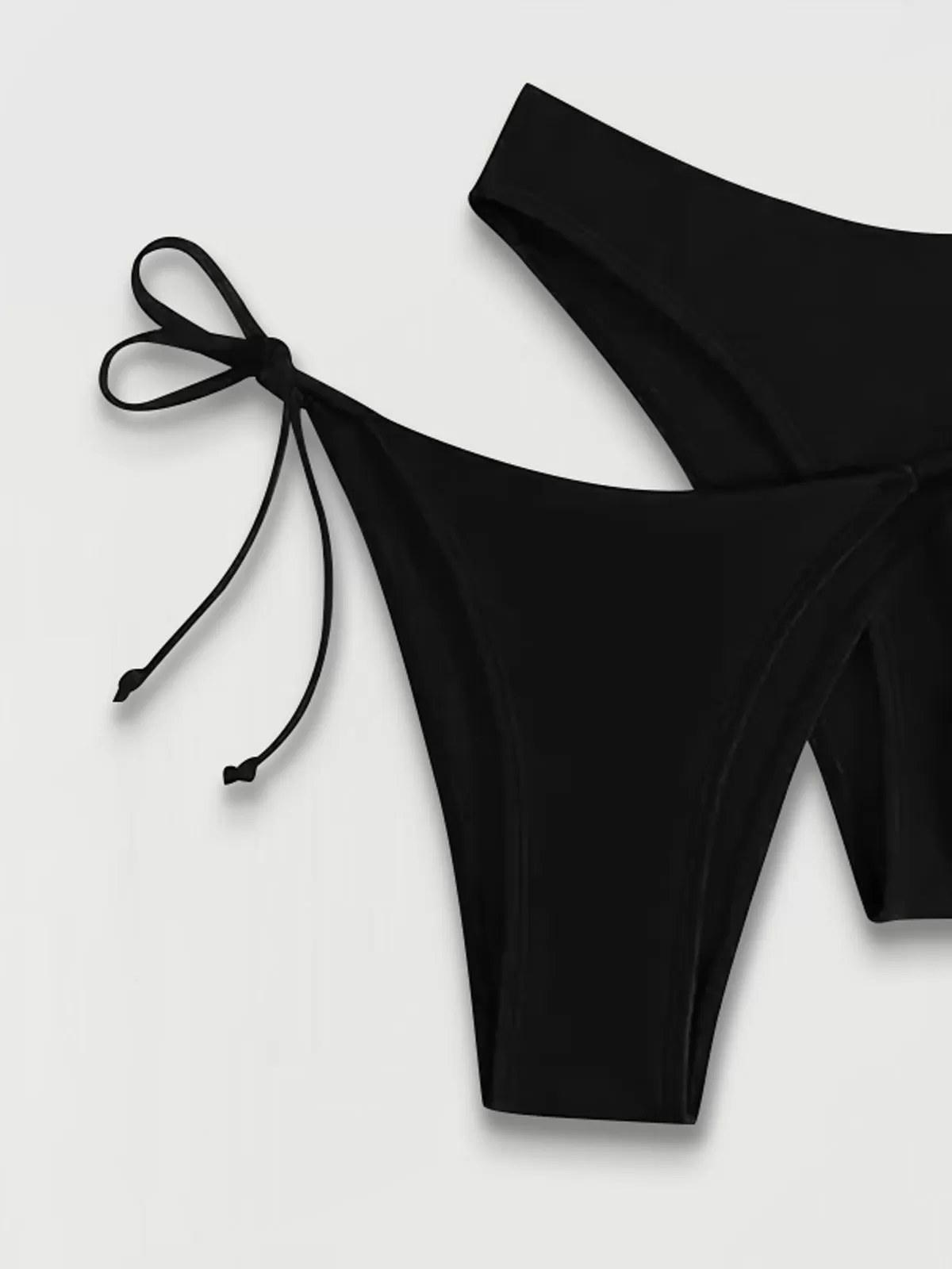 Solid Knot Low Rise Bikini Sets, 3 of 4