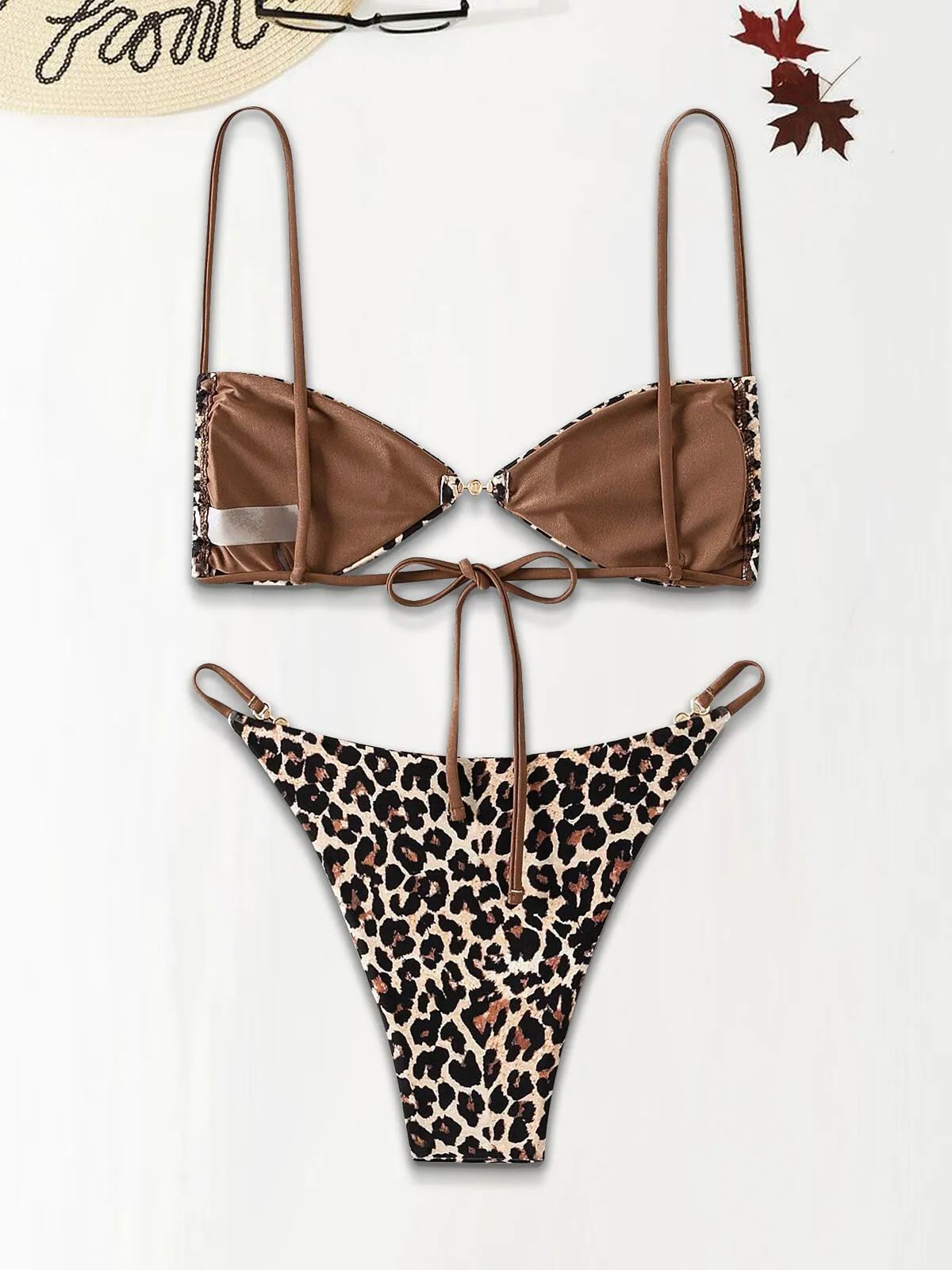 Leopard Backless Low Rise Bikini, 5 of 5