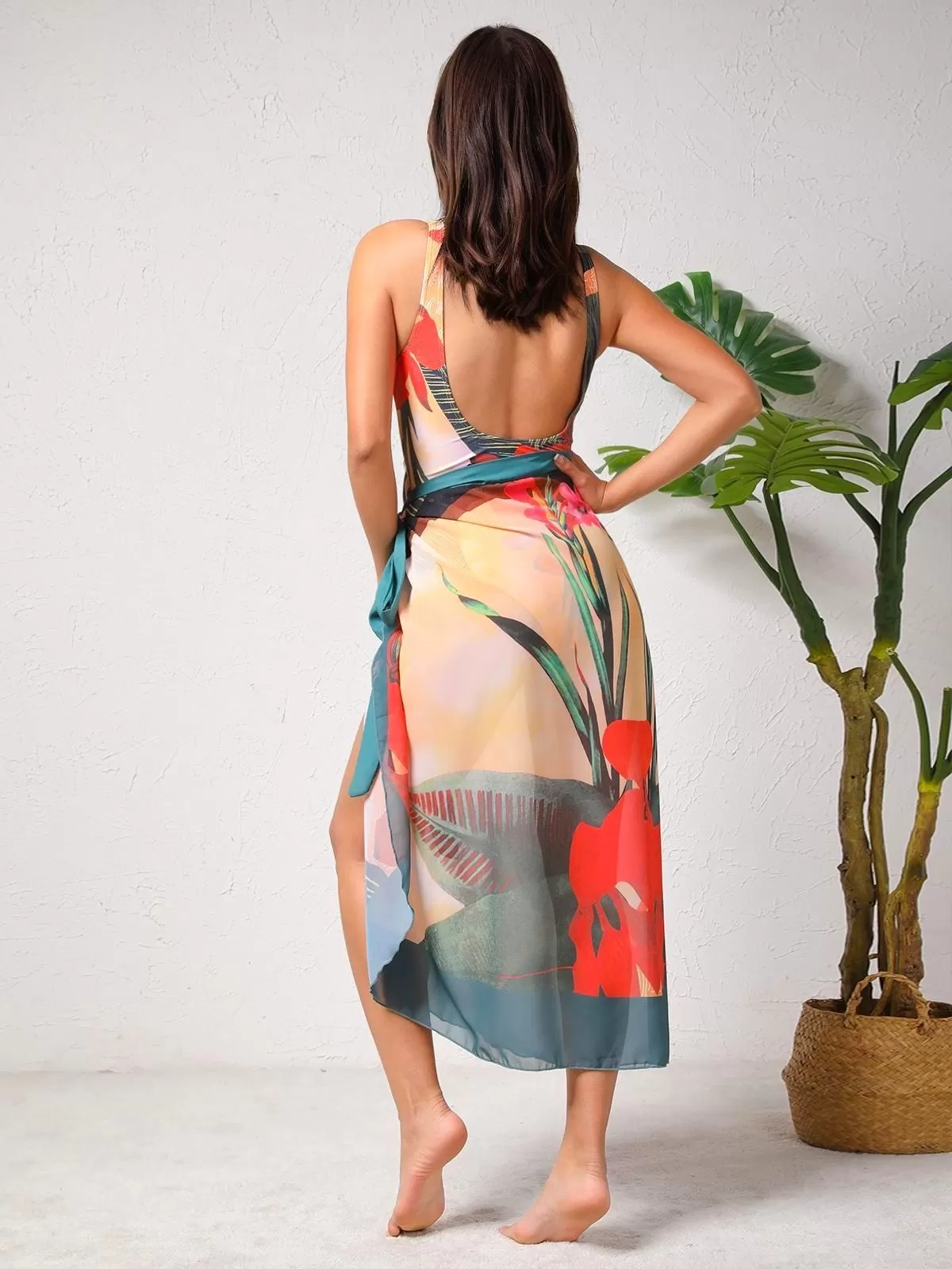 Plants V-neck High Rise One-piece, 2 of 5