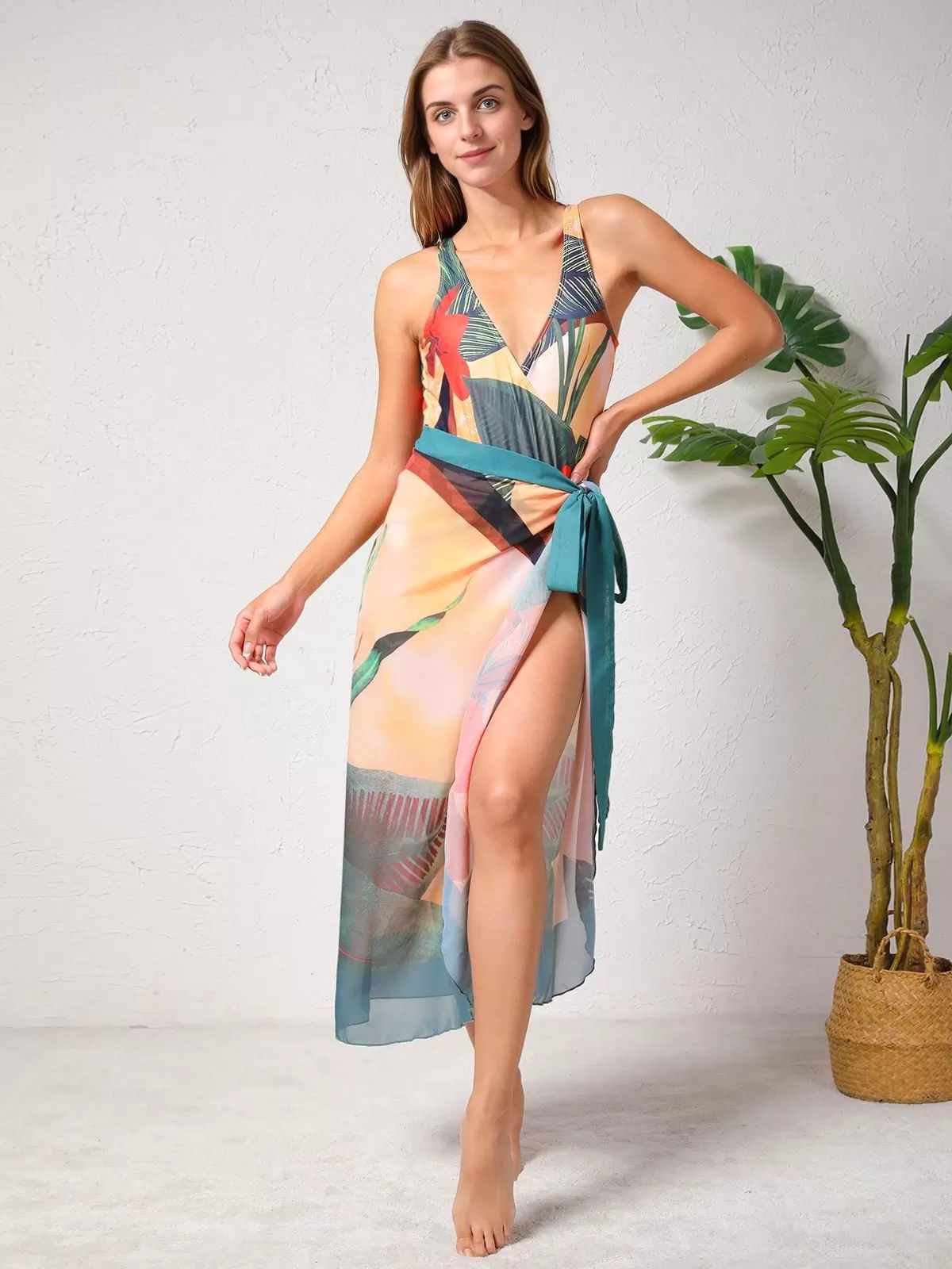 Plants V-neck High Rise One-piece, 4 of 5