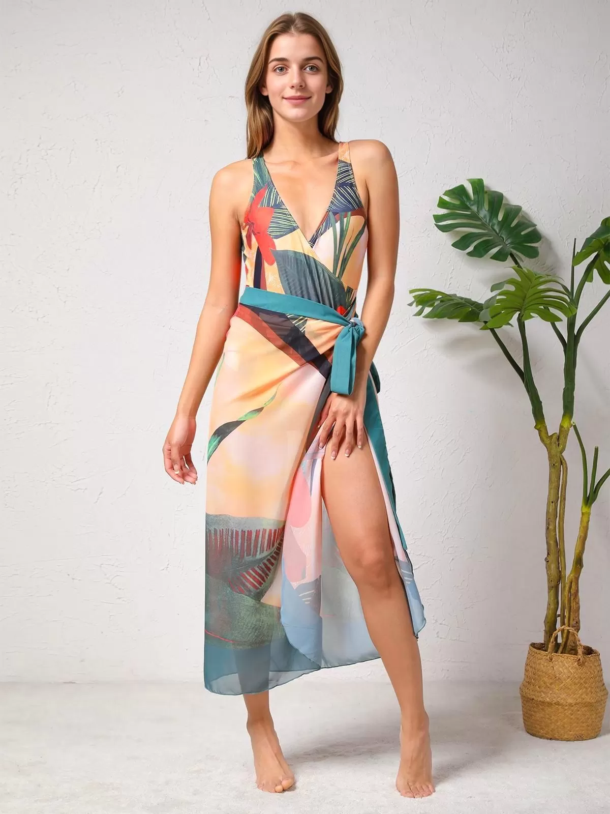 Plants V-neck High Rise One-piece, 5 of 5