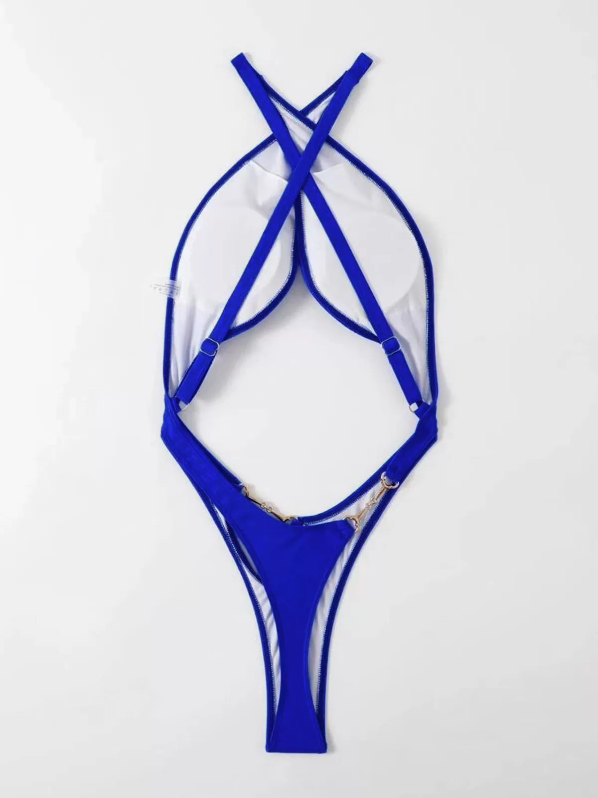 Solid Metal Button Halter High Rise One-piece , 3 of 3