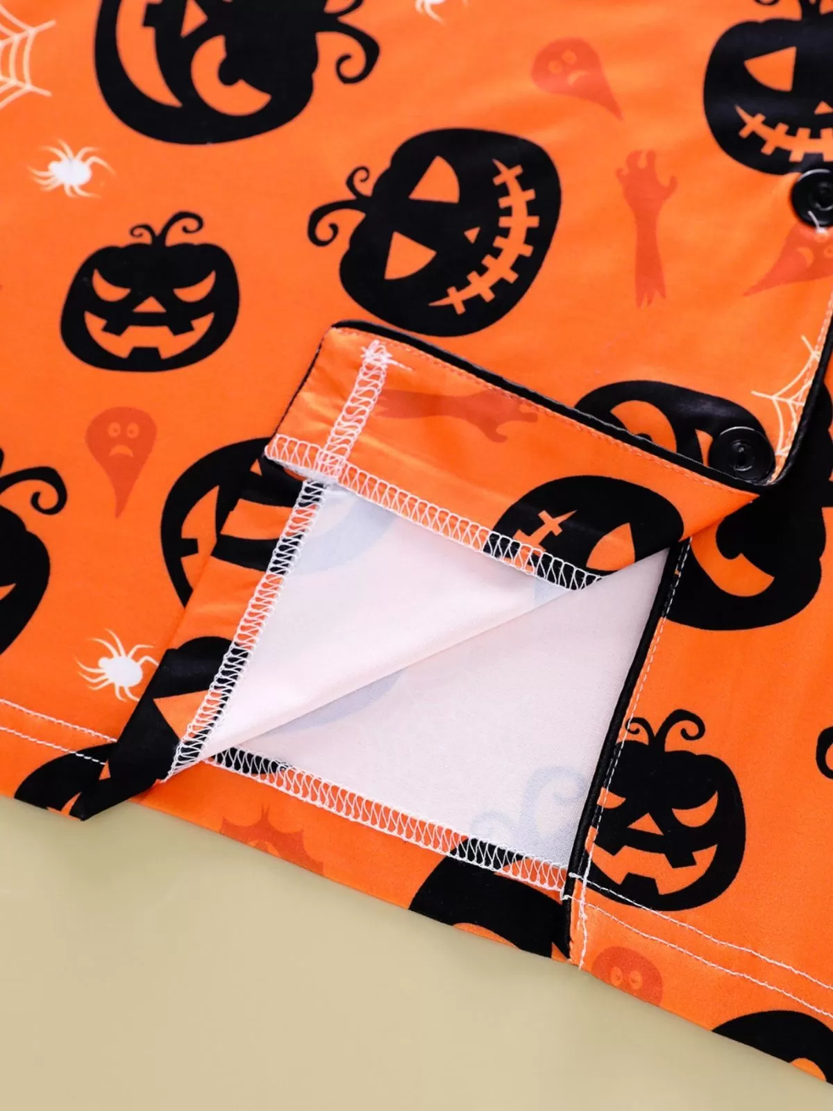 2pcs Halloween Funny Pumpkin Print Pajama Pants Set, 7 of 9