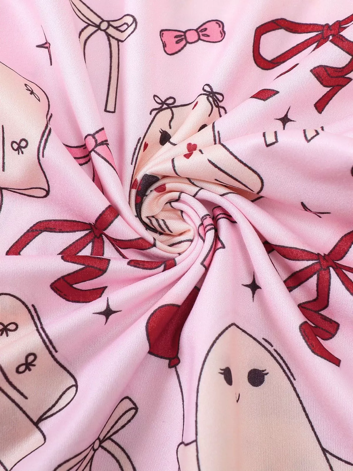 2pcs Halloween Pink Bow Pajama Pants Set, 10 of 10