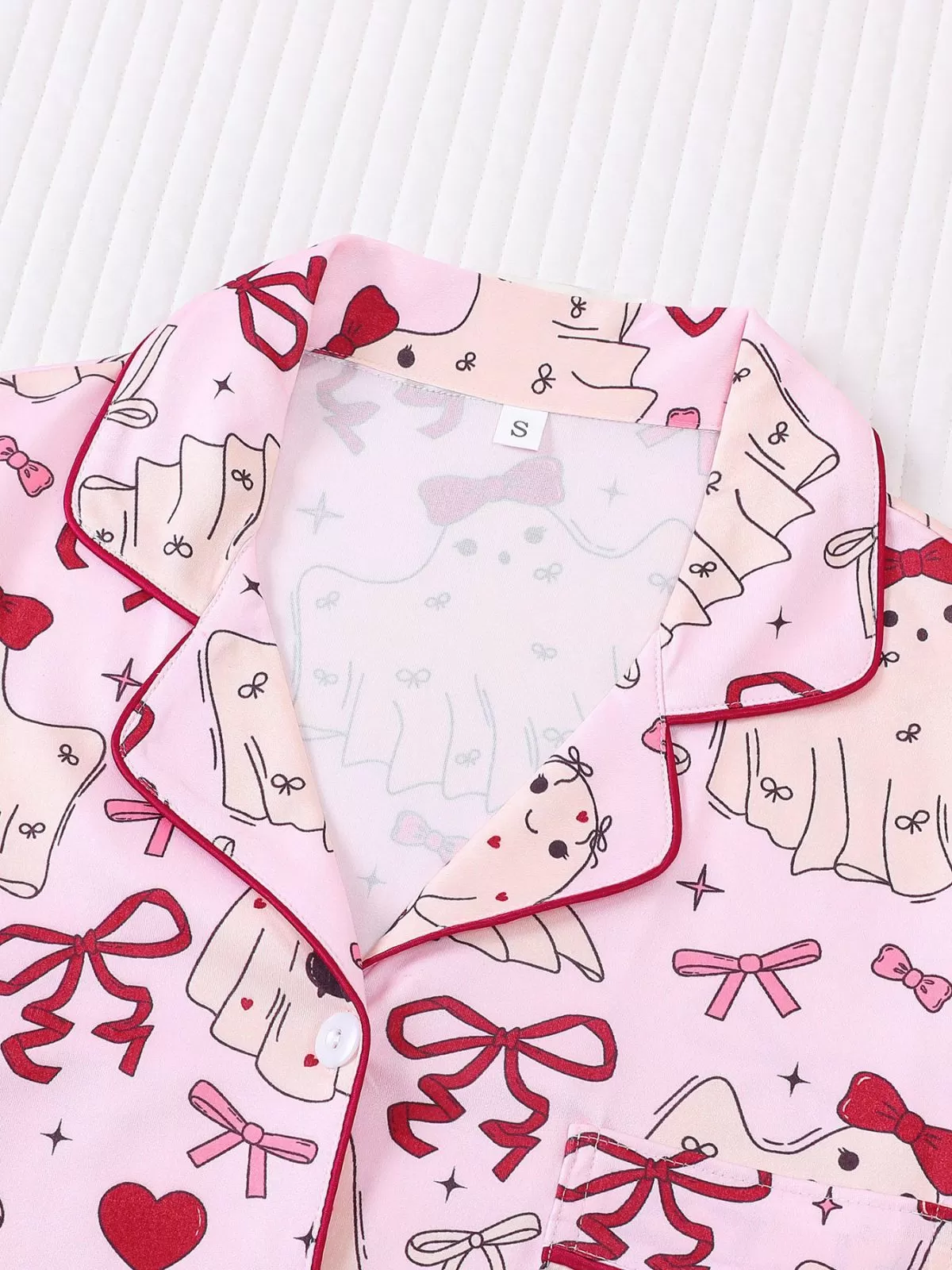 2pcs Halloween Pink Bow Pajama Pants Set, 4 of 10