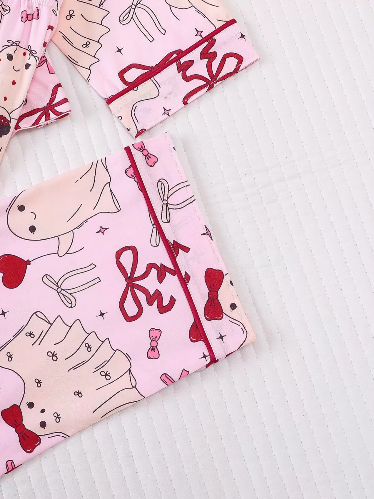 2pcs Halloween Pink Bow Pajama Pants Set, 8 of 10