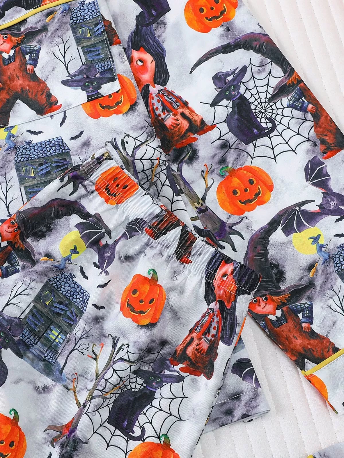 2pcs Halloween Pumpkin Ghost Pajama Pants Set, 7 of 8