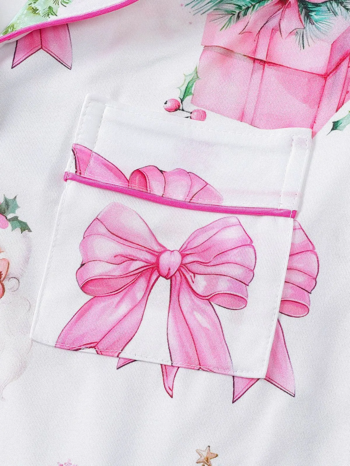 Christmas Bow & Tree Graphic Printed Pajama Pants Set, 5 of 8