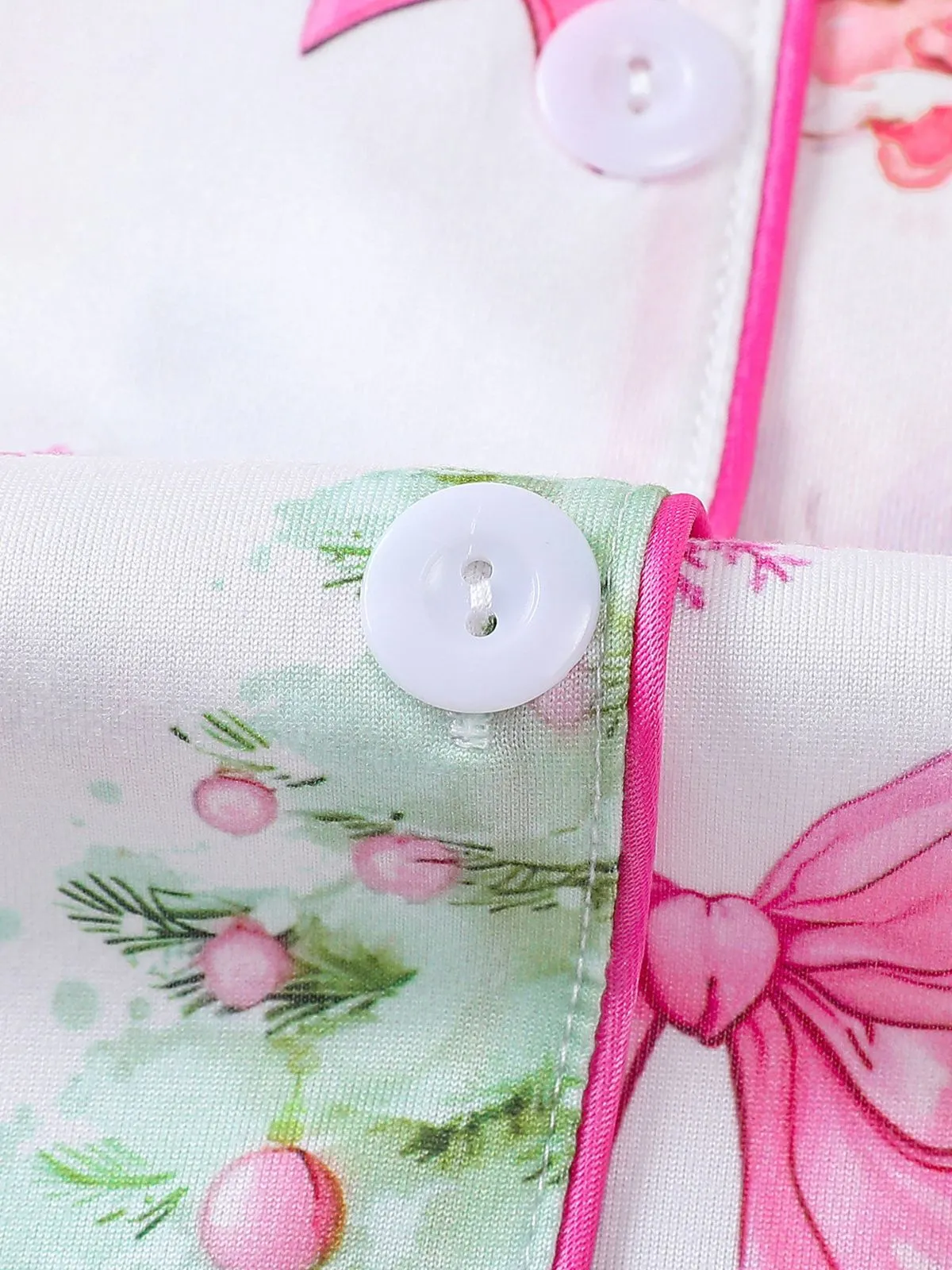 Christmas Bow & Tree Graphic Printed Pajama Pants Set, 6 of 8