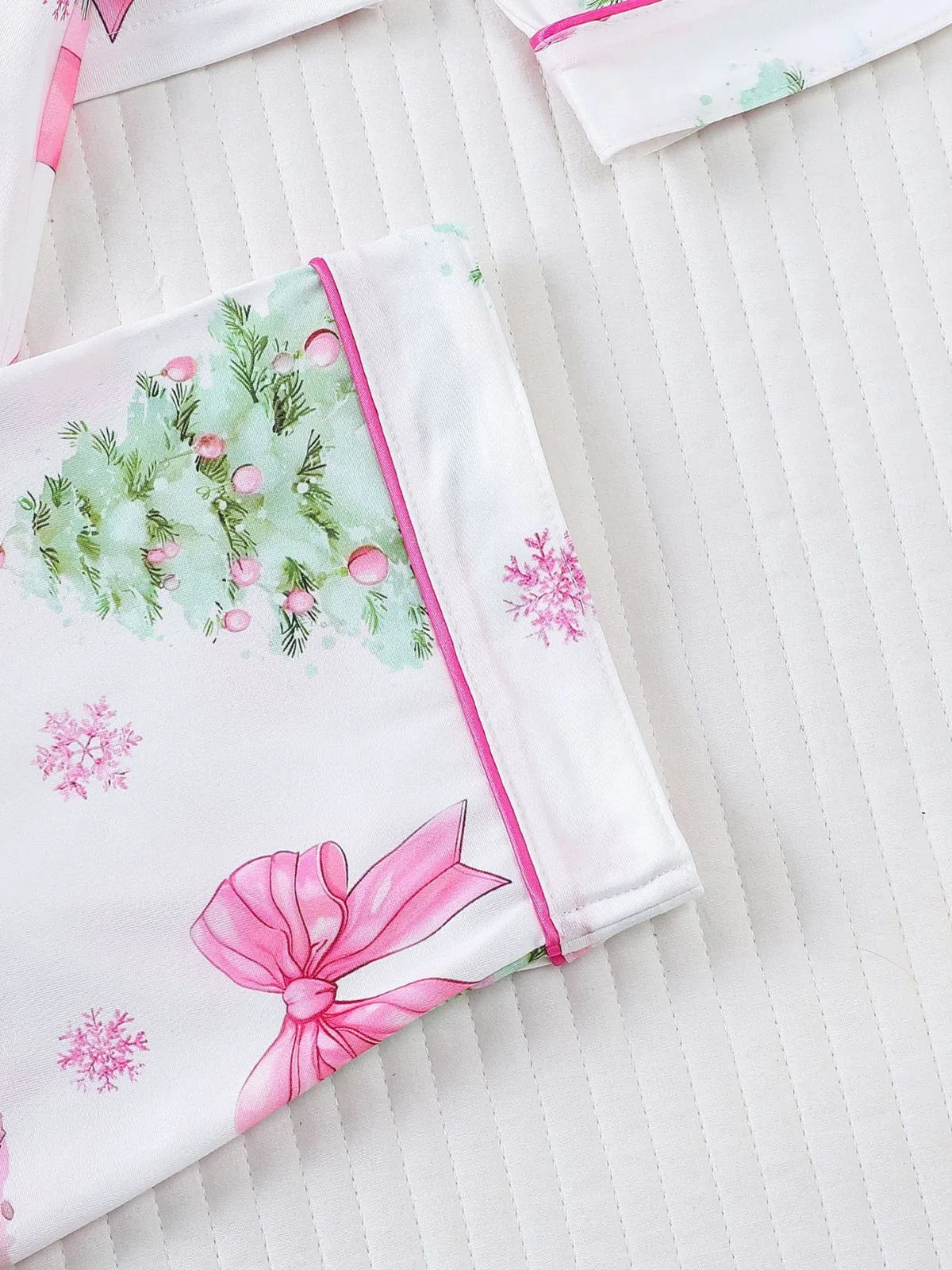 Christmas Bow & Tree Graphic Printed Pajama Pants Set, 7 of 8