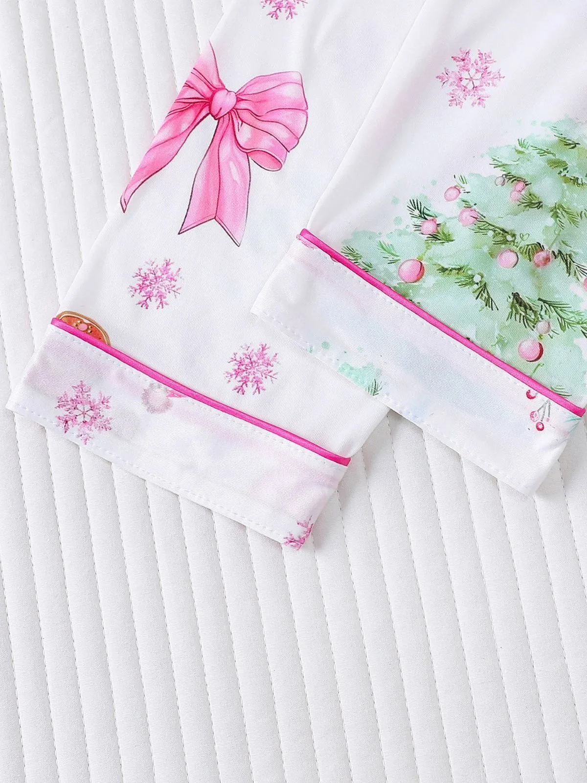 Christmas Bow & Tree Graphic Printed Pajama Pants Set, 8 of 8