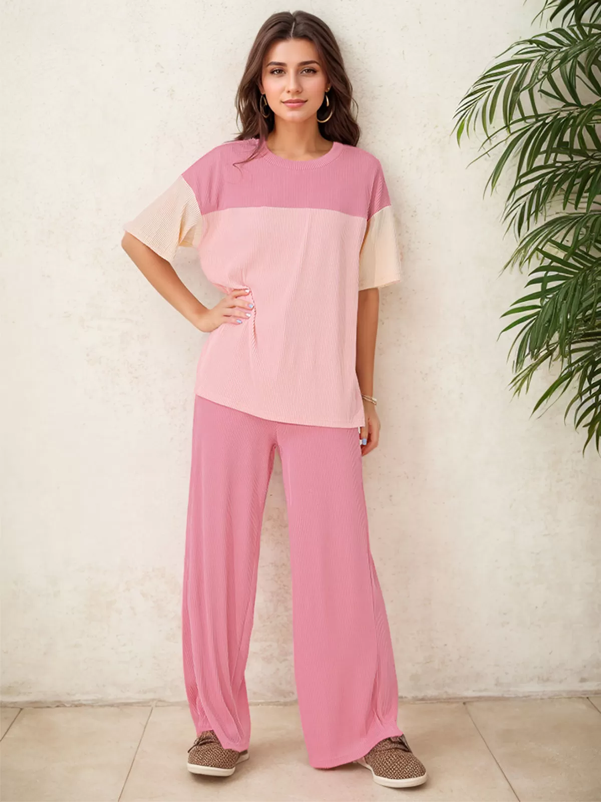 Patchwork T-shirt & Solid Pants, 2 of 6