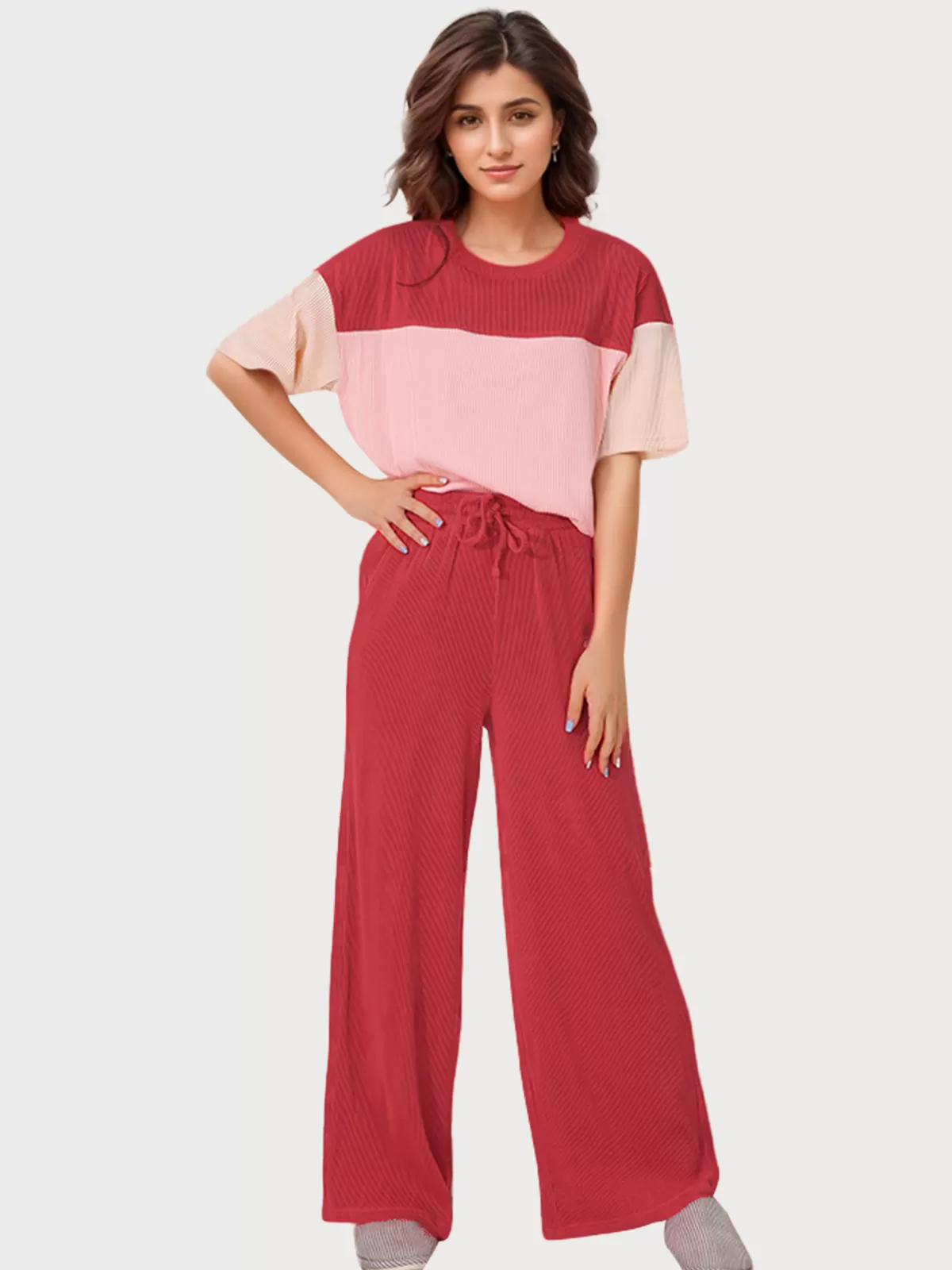 Patchwork T-shirt & Solid Pants, 1 of 6