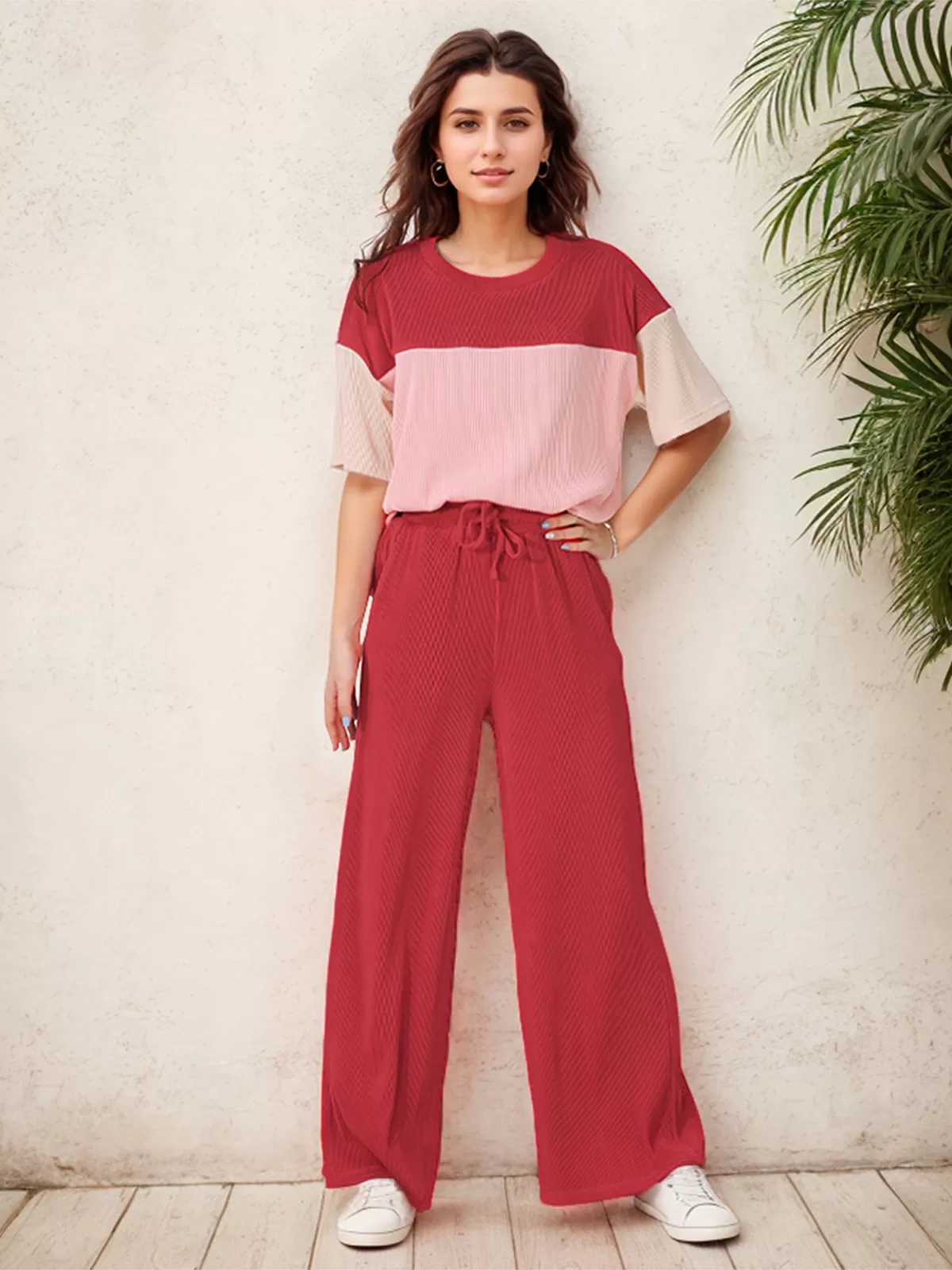 Patchwork T-shirt & Solid Pants, 2 of 6