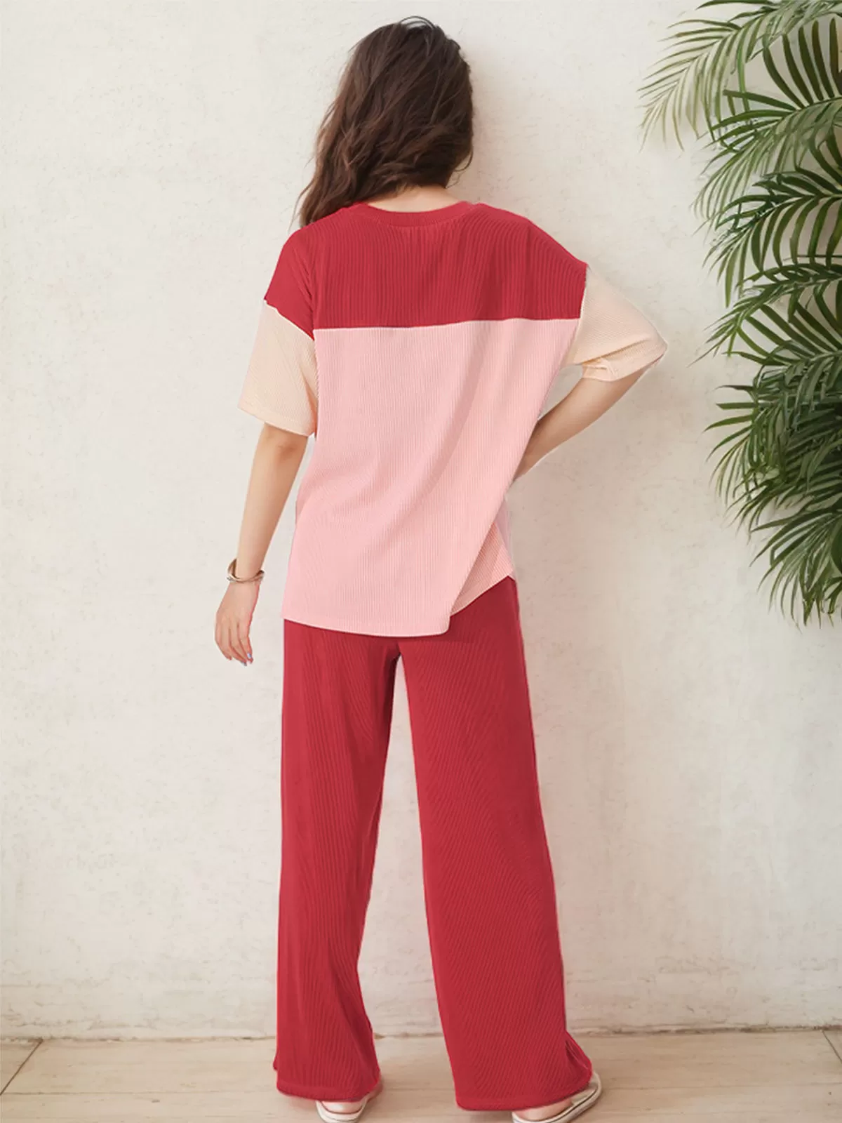 Patchwork T-shirt & Solid Pants, 4 of 6