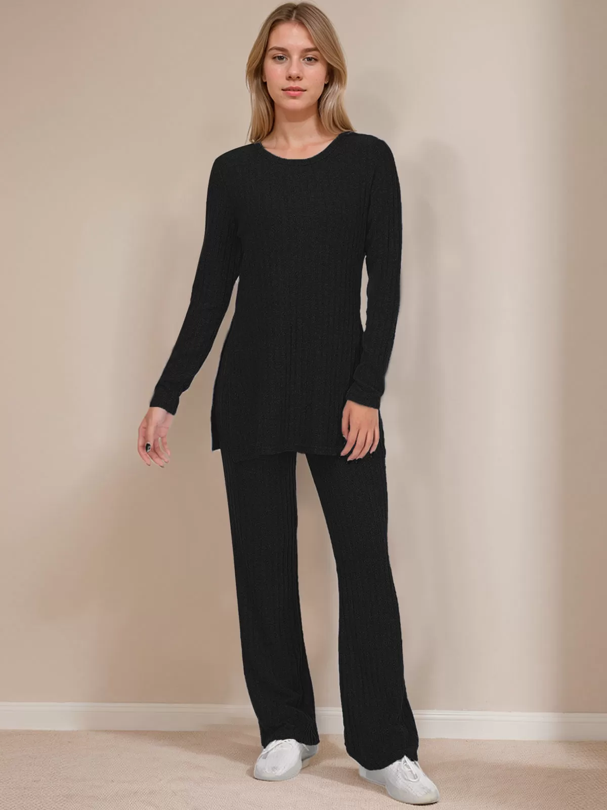 Solid Long Sleeve T-shirt & Solid Fabric Pants, 5 of 6