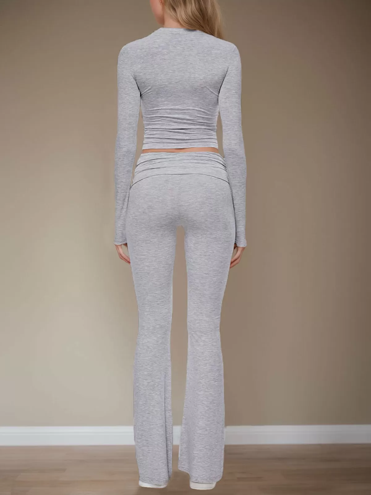 Solid Long Sleeve Knit Top & Solid Knit Pants, 3 of 7