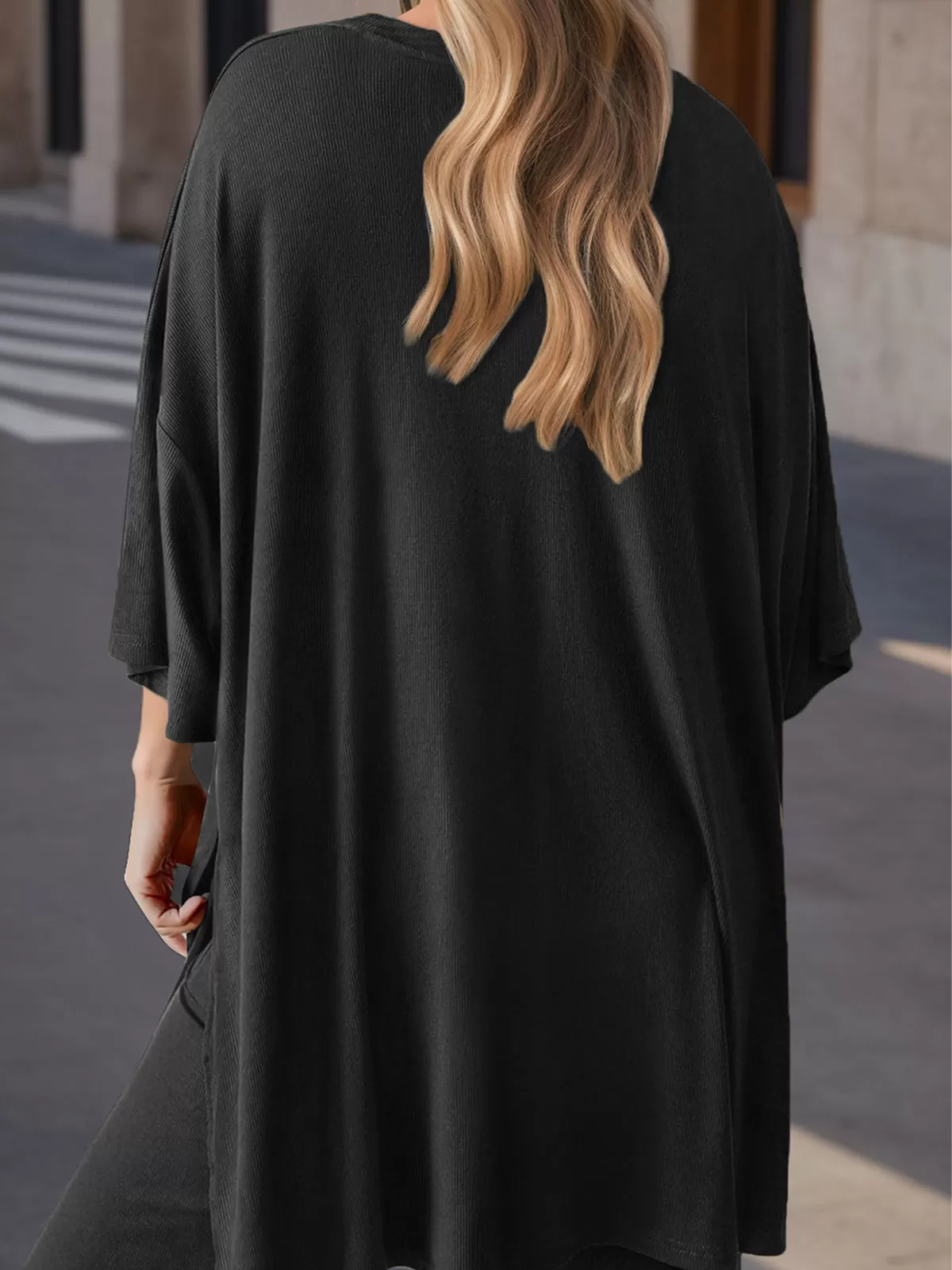 Solid Round Neck Half Sleeve Knit Two-piece Outfits, 4 of 5