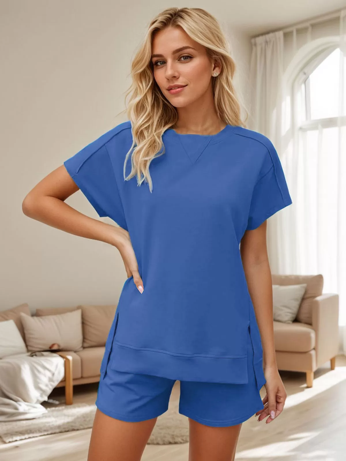 Solid Short Sleeve T-shirt & Solid Shorts, 2 of 5