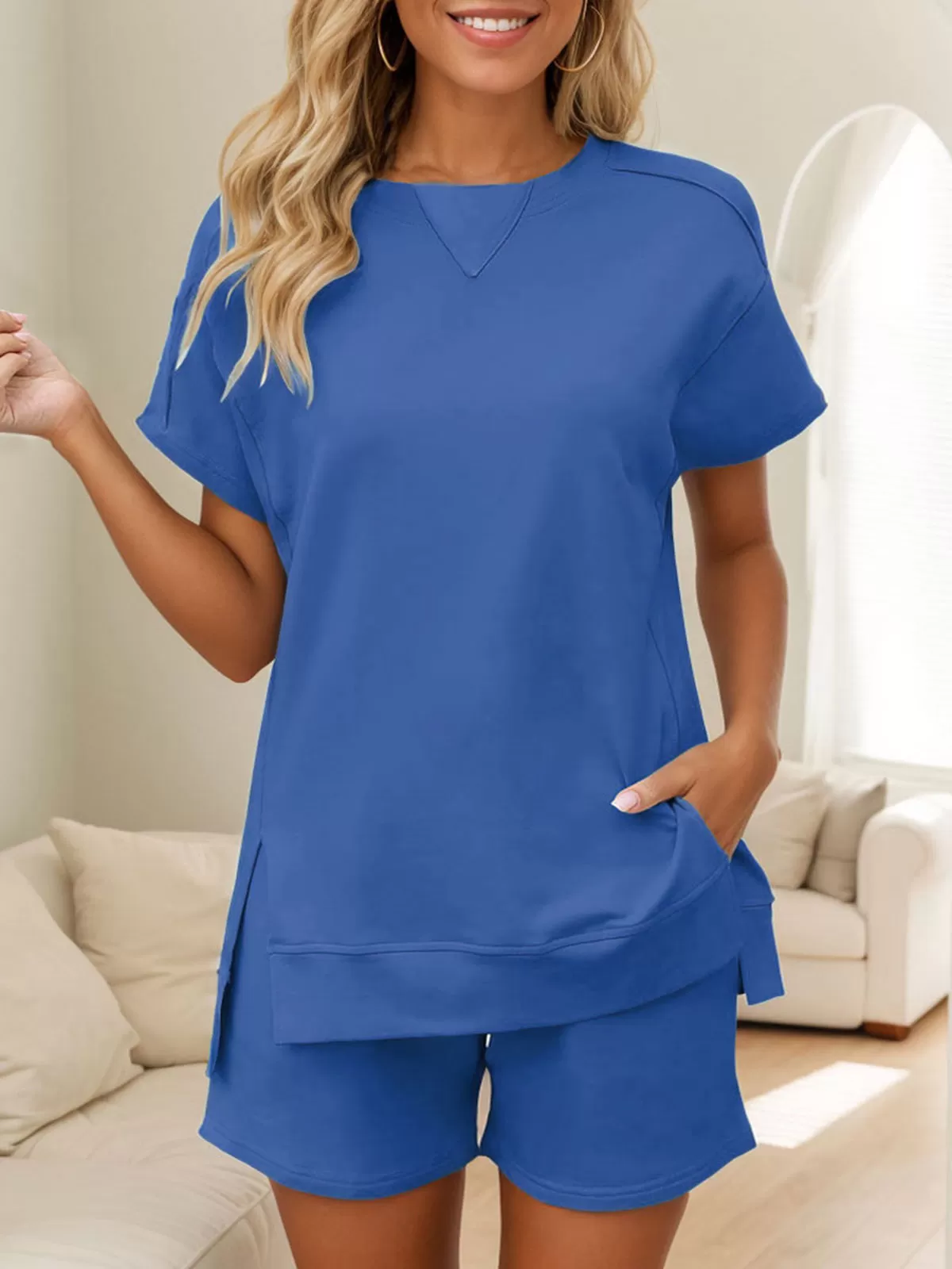 Solid Short Sleeve T-shirt & Solid Shorts, 4 of 5