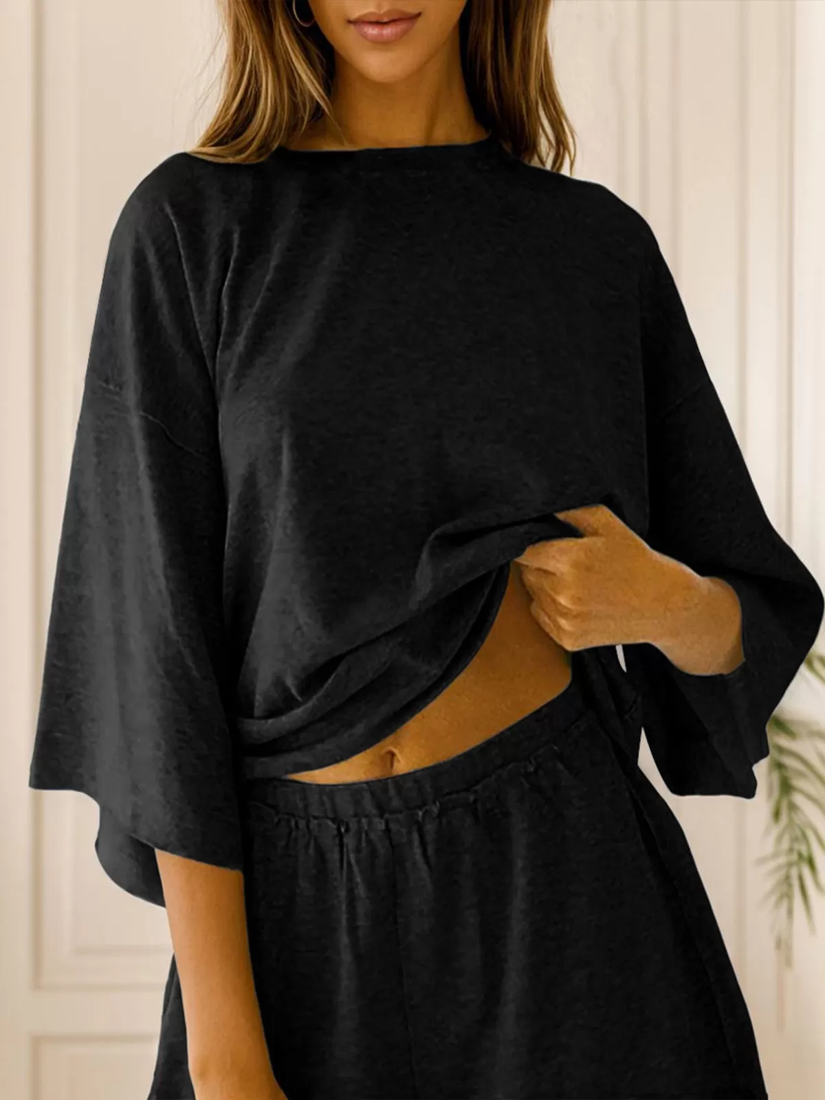 Solid 3/4 Sleeve T-shirt & Solid Shorts, 5 of 6