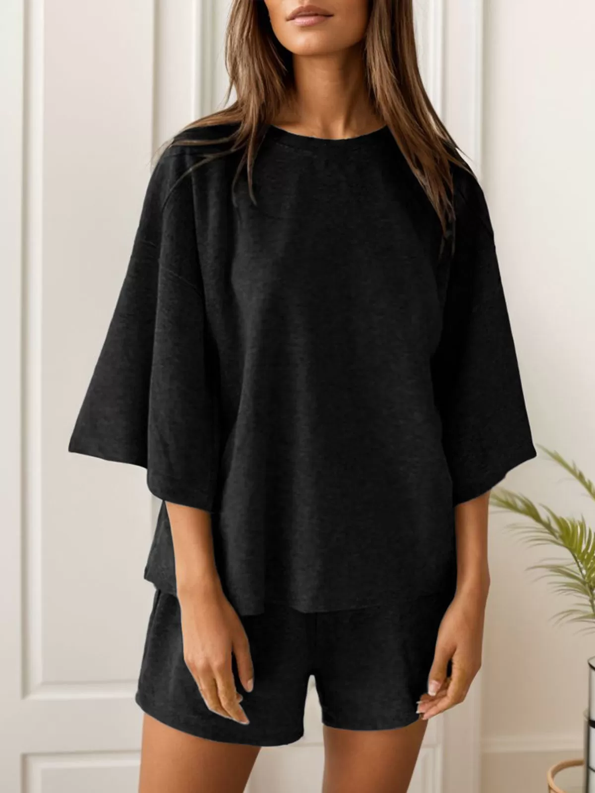 Solid 3/4 Sleeve T-shirt & Solid Shorts, 6 of 6