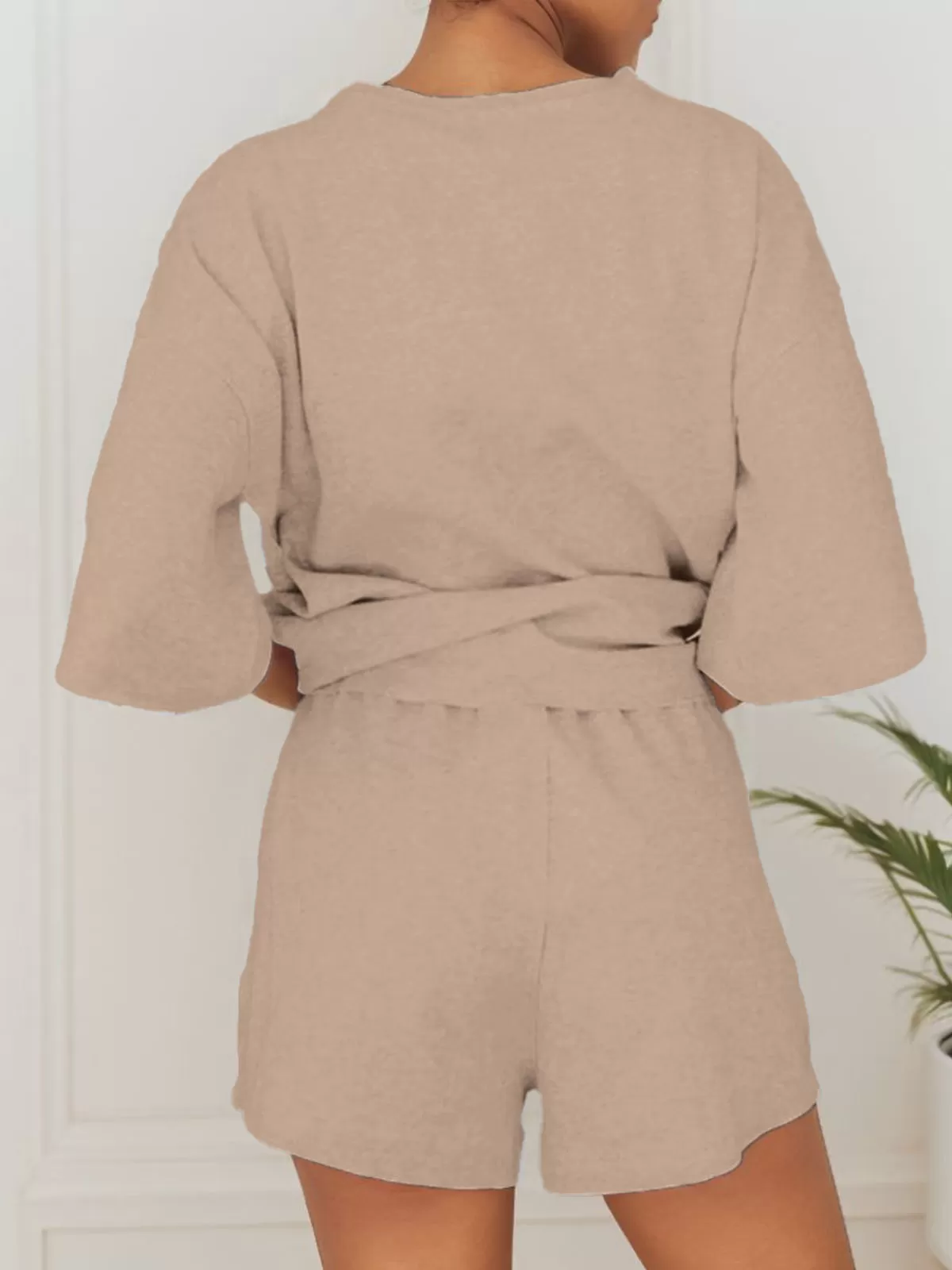 Solid 3/4 Sleeve T-shirt & Solid Shorts, 2 of 6