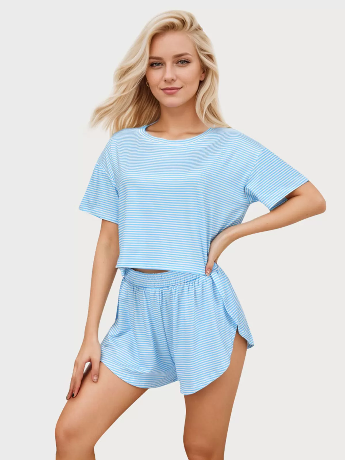 Striped Short Sleeve T-shirt & Striped Shorts, 1 of 6