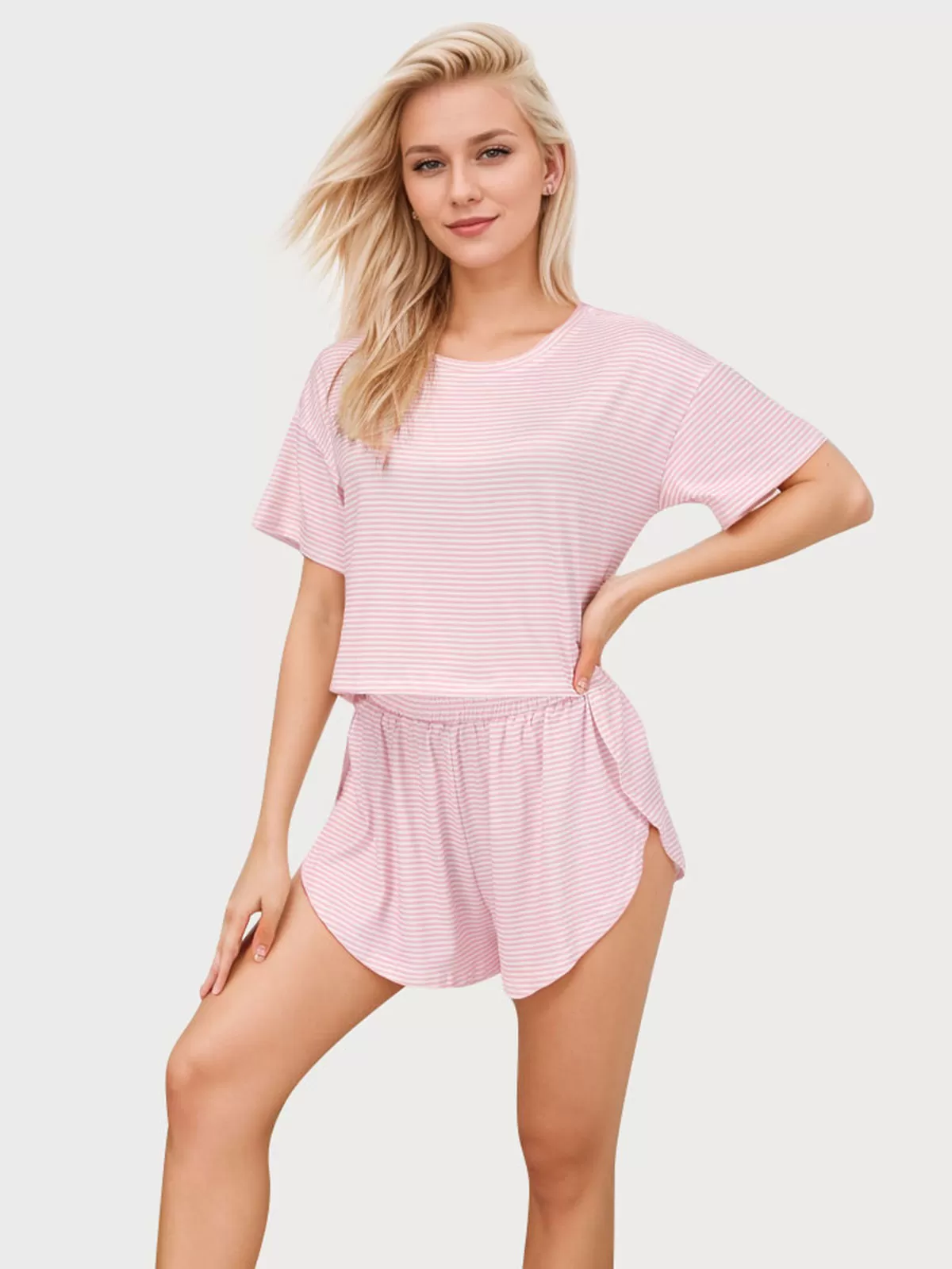 Striped Short Sleeve T-shirt & Striped Shorts, 1 of 6