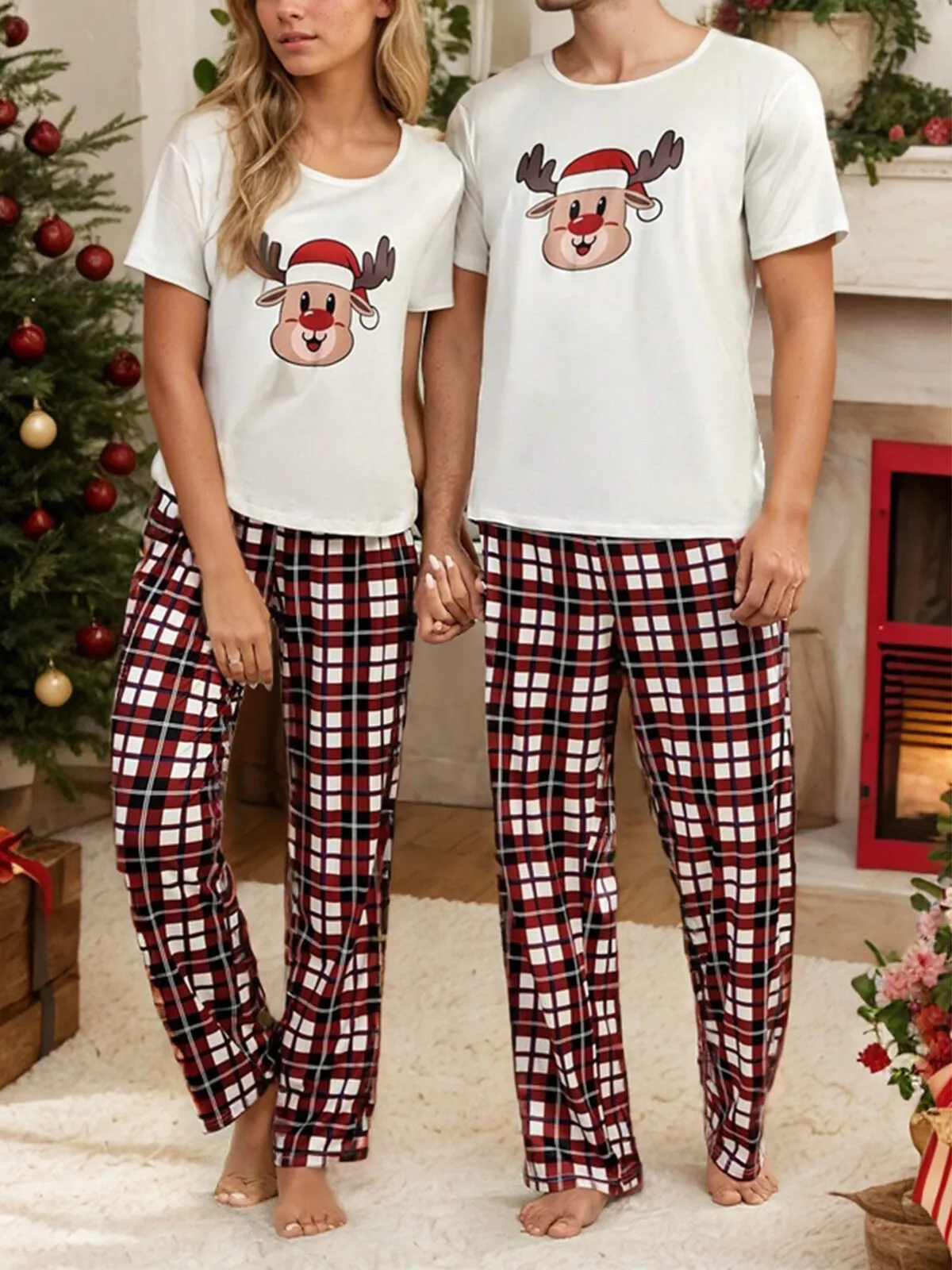 Cartoon Round Neck T-shirt & Scottish Plaid Pants, 2 of 6