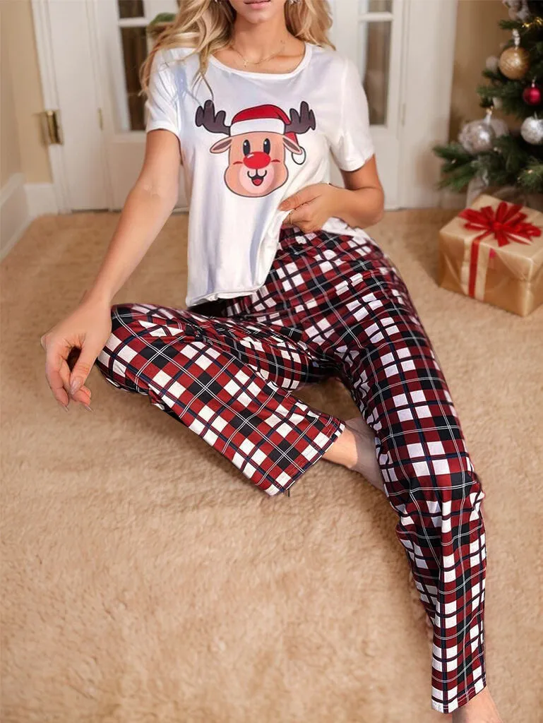Cartoon Round Neck T-shirt & Scottish Plaid Pants, 4 of 6