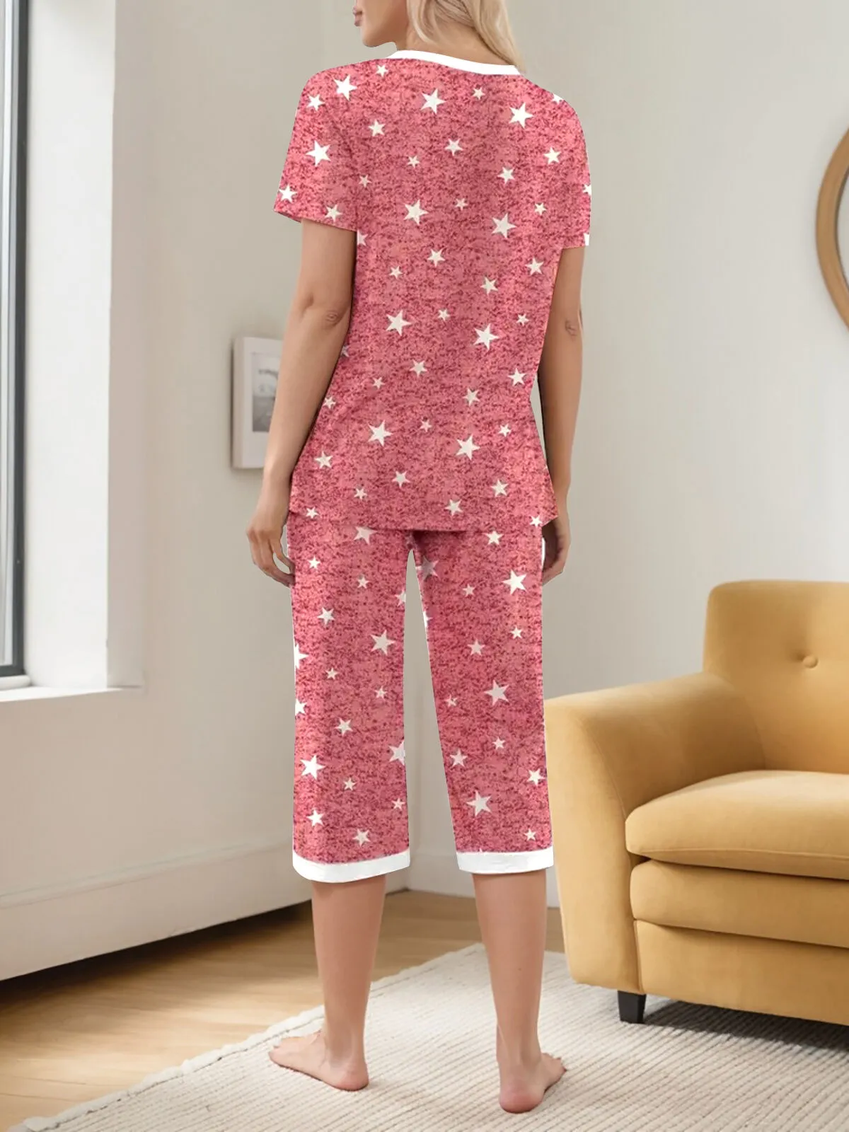 Star Graphic Regular Short Sleeve Pajama Shorts Set, 2 of 4