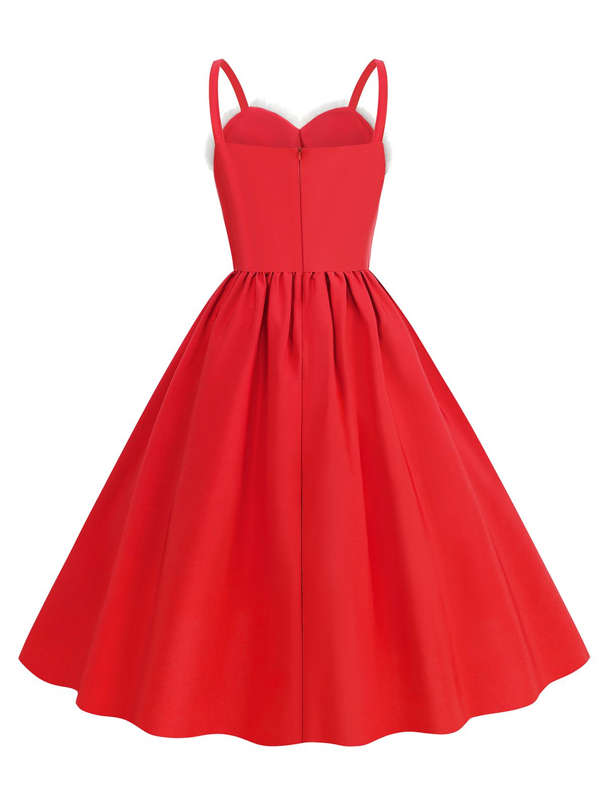 1950s Solid Fur Collar Christmas Dress, 3 of 6