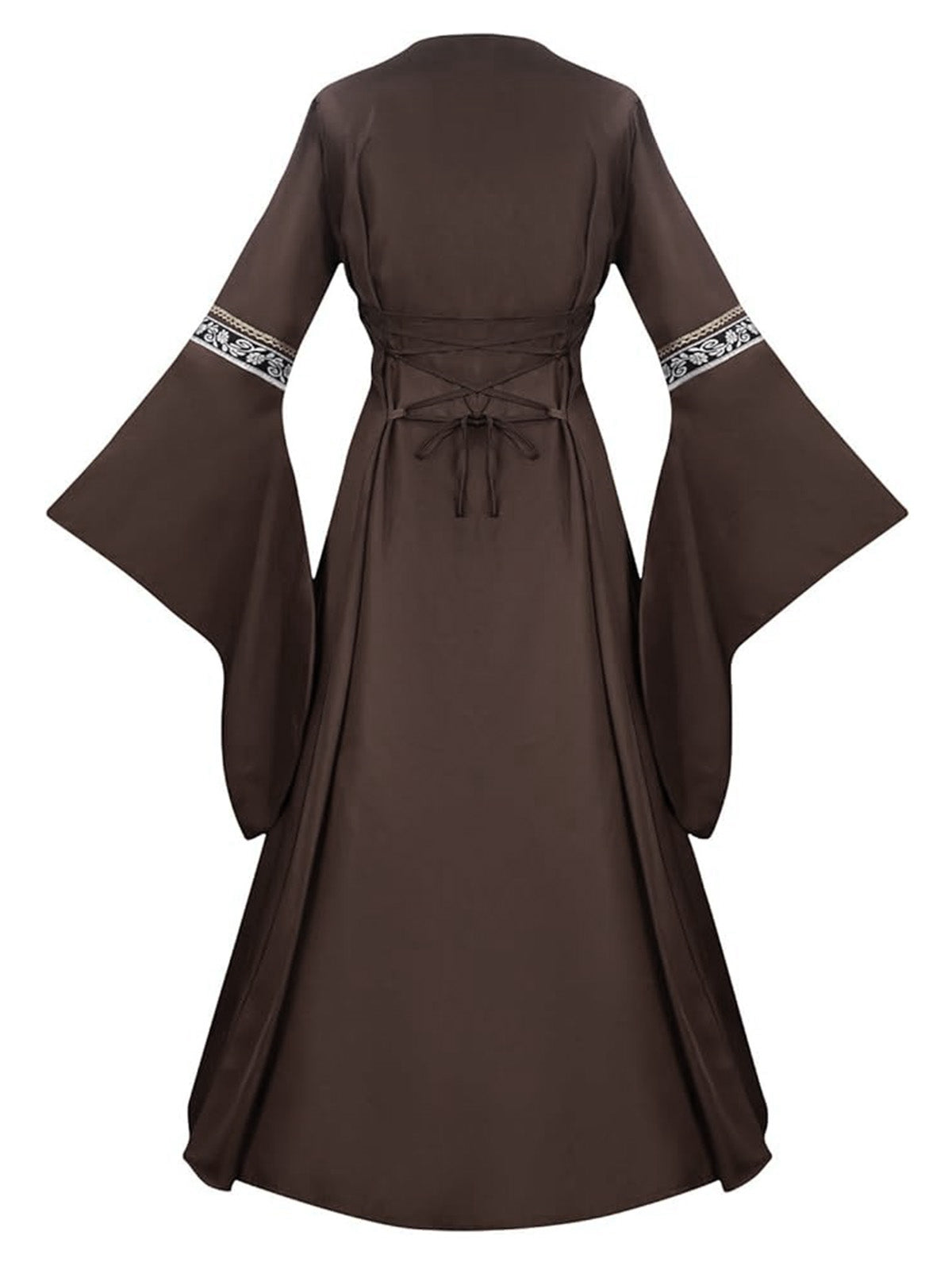 [Pre-Sale] Khaki 1930s Halloween Medieval Bell Sleeve Floral Dress Khaki / S, 2 of 2