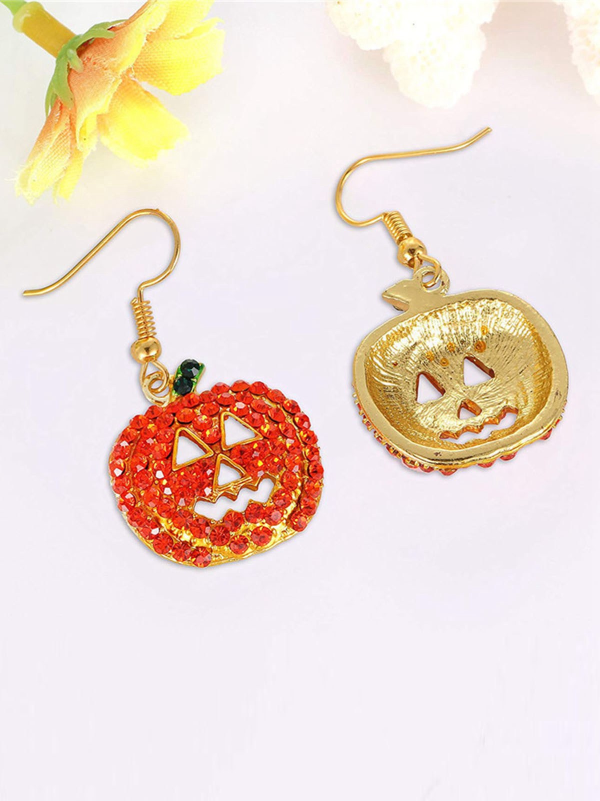 Halloween Rhinestones Grimace Pumpkin Earrings, 4 of 8